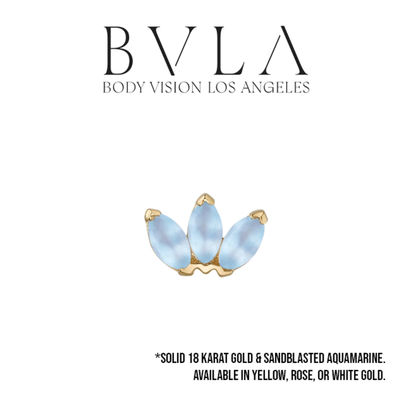 BVLA BVLA "Marquise Fan" press-fit end with 3x 3x1.5 Sandblasted A Aquamarine