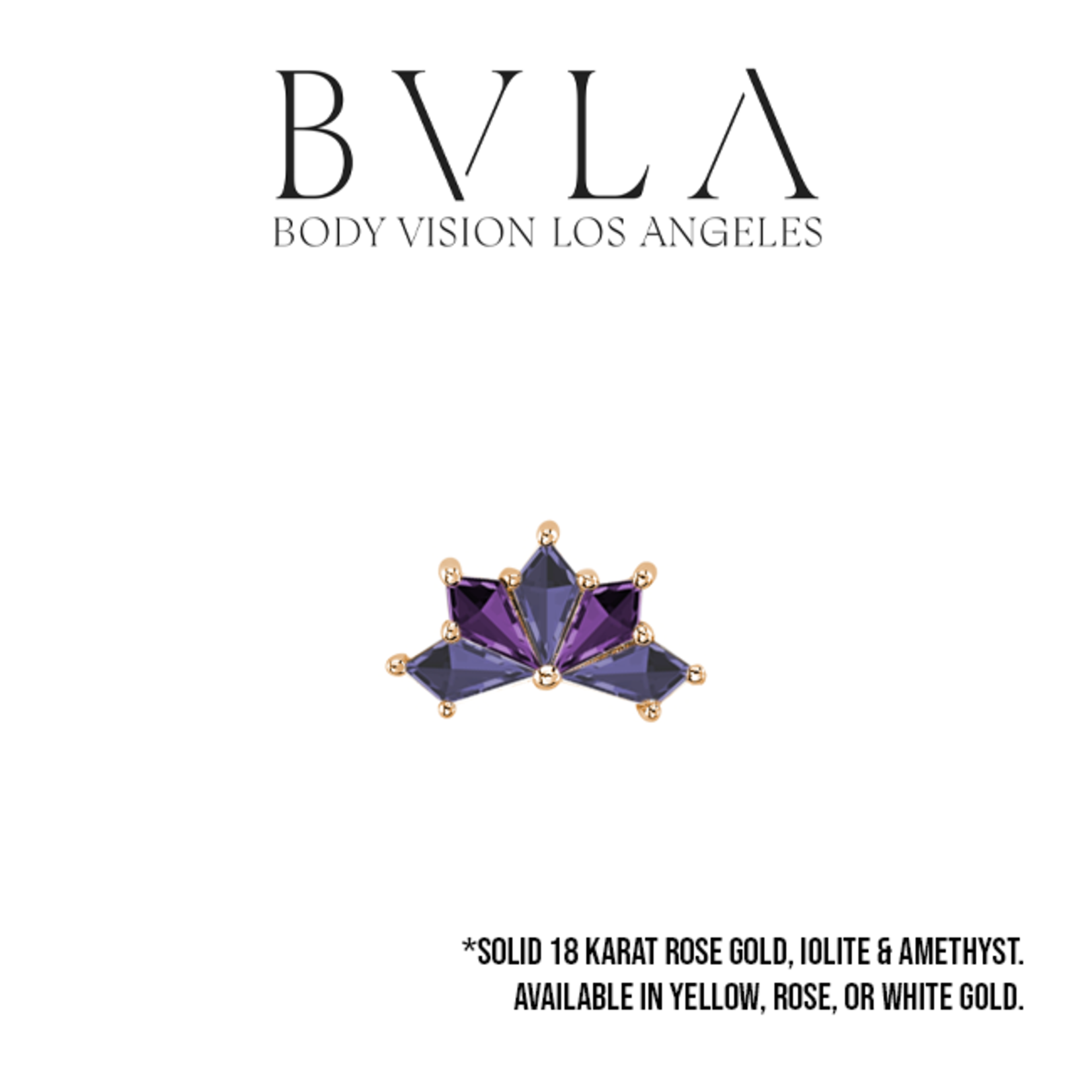 BVLA BVLA 9.5x5 "Spirit" threaded end with 3x 4x2 AA Iolite & 2x 4x2 AA Amethyst