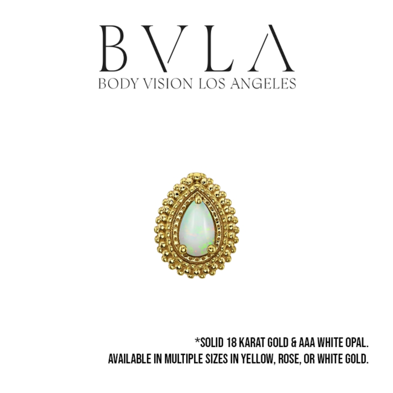 BVLA BVLA "Afghan Pear" threaded end with AA white opal