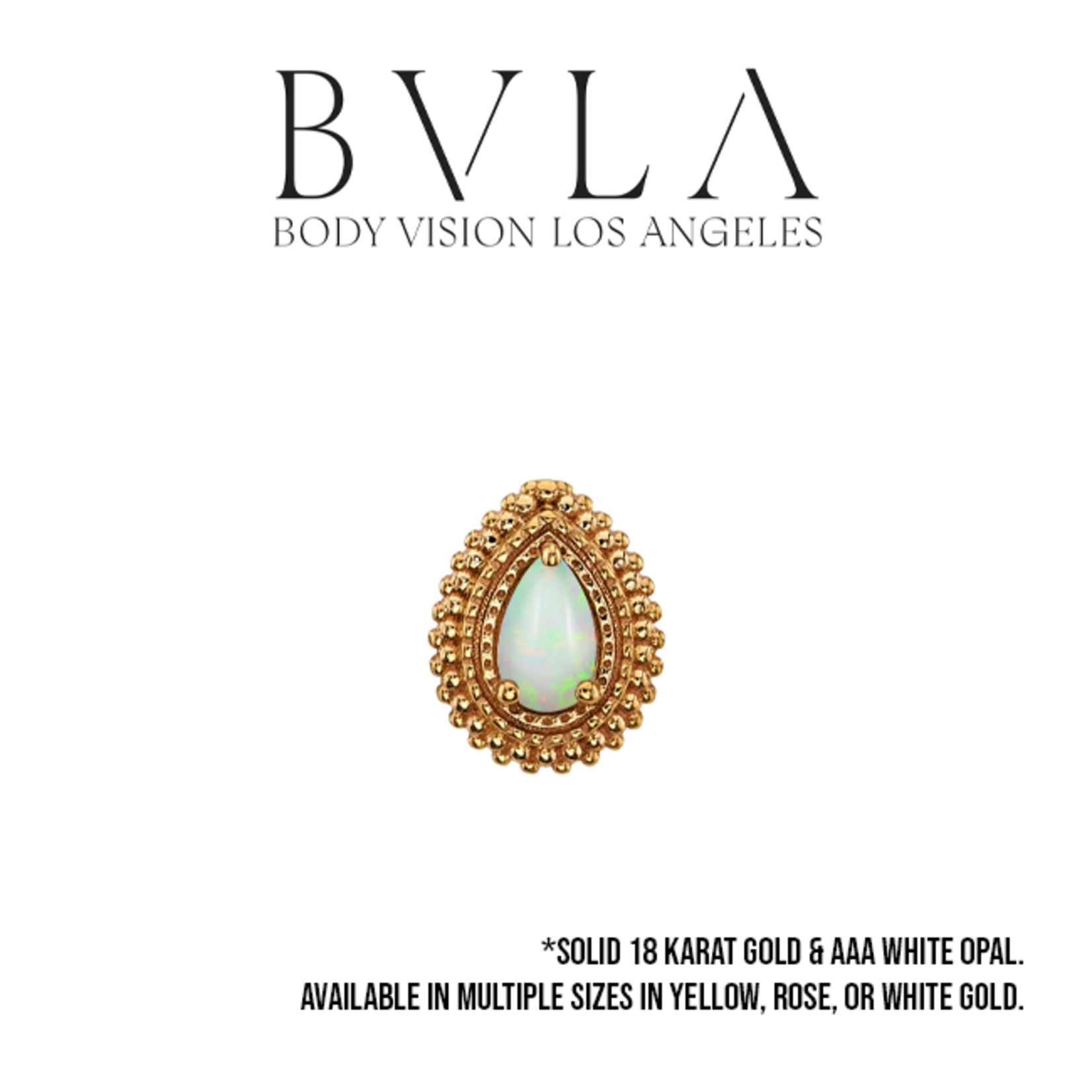 BVLA BVLA "Afghan Pear" threaded end with AA white opal