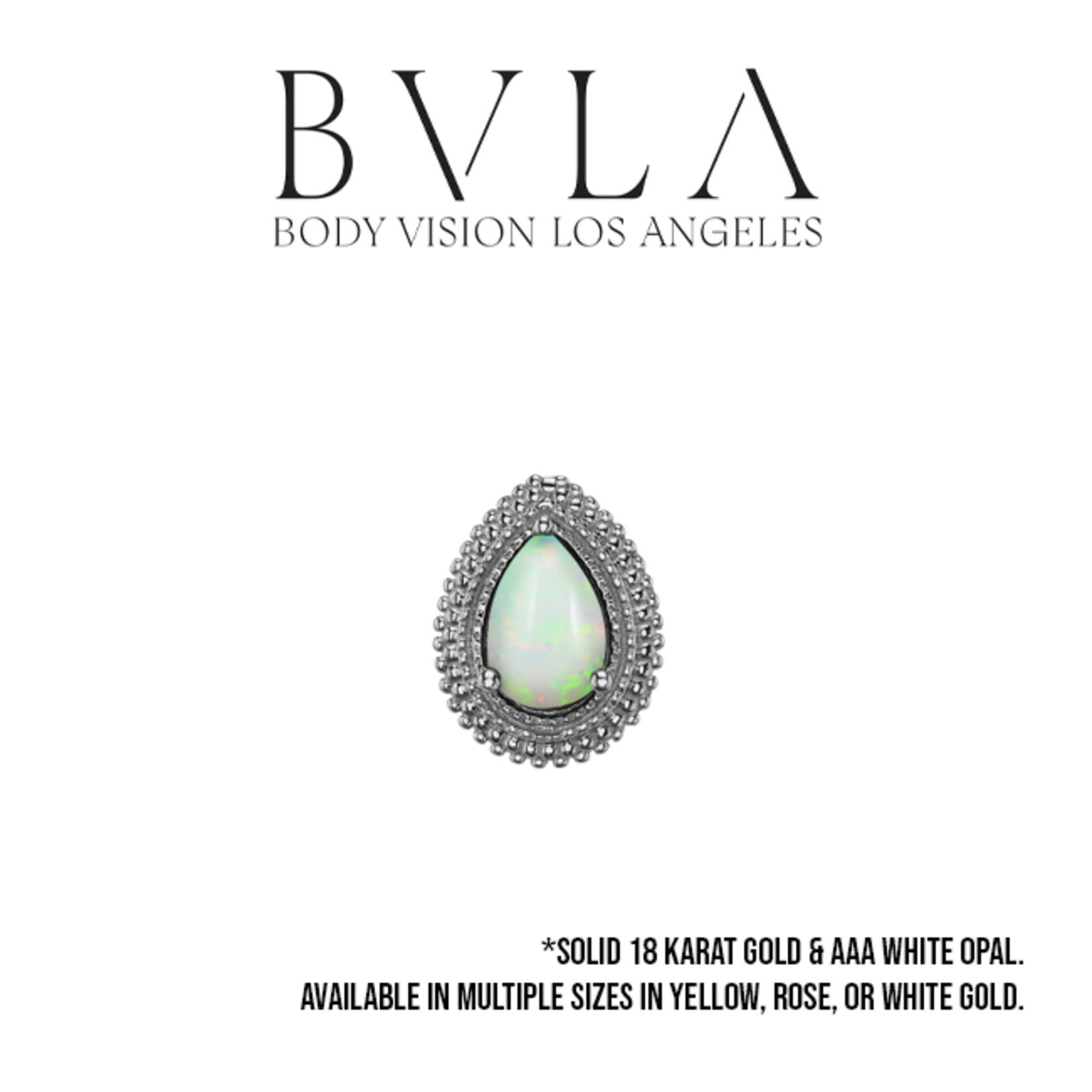 BVLA BVLA "Afghan Pear" threaded end with AA white opal