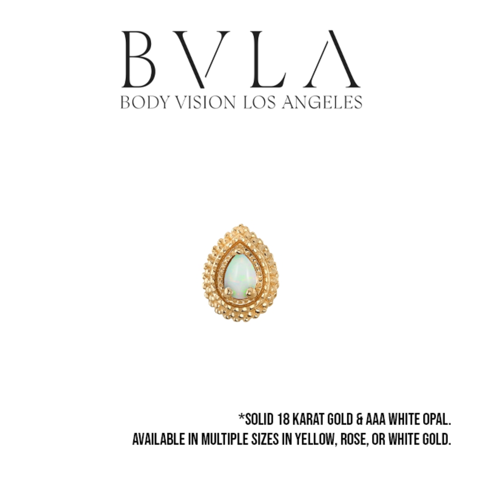 BVLA BVLA "Afghan Pear" threaded end with AA white opal