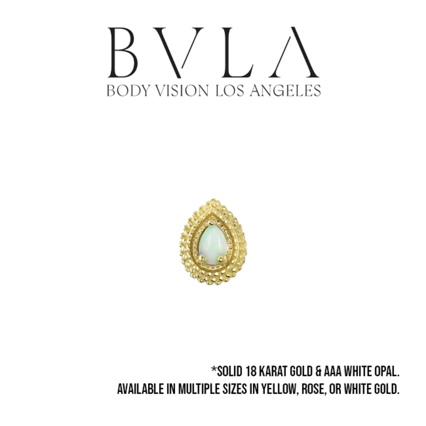 BVLA BVLA "Afghan Pear" threaded end with AA white opal