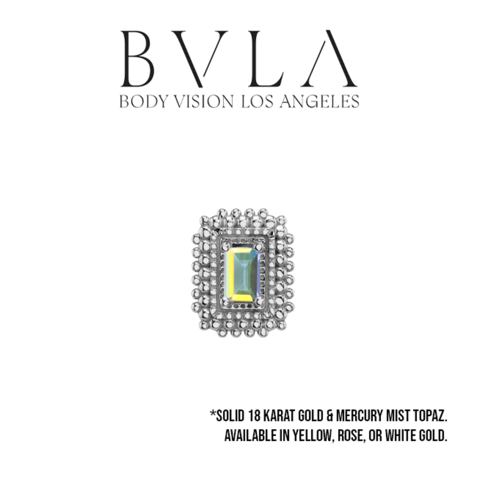 BVLA BVLA 7x5 "Afghan Baguette" threaded end with 3x2 Mercury Mist Topaz