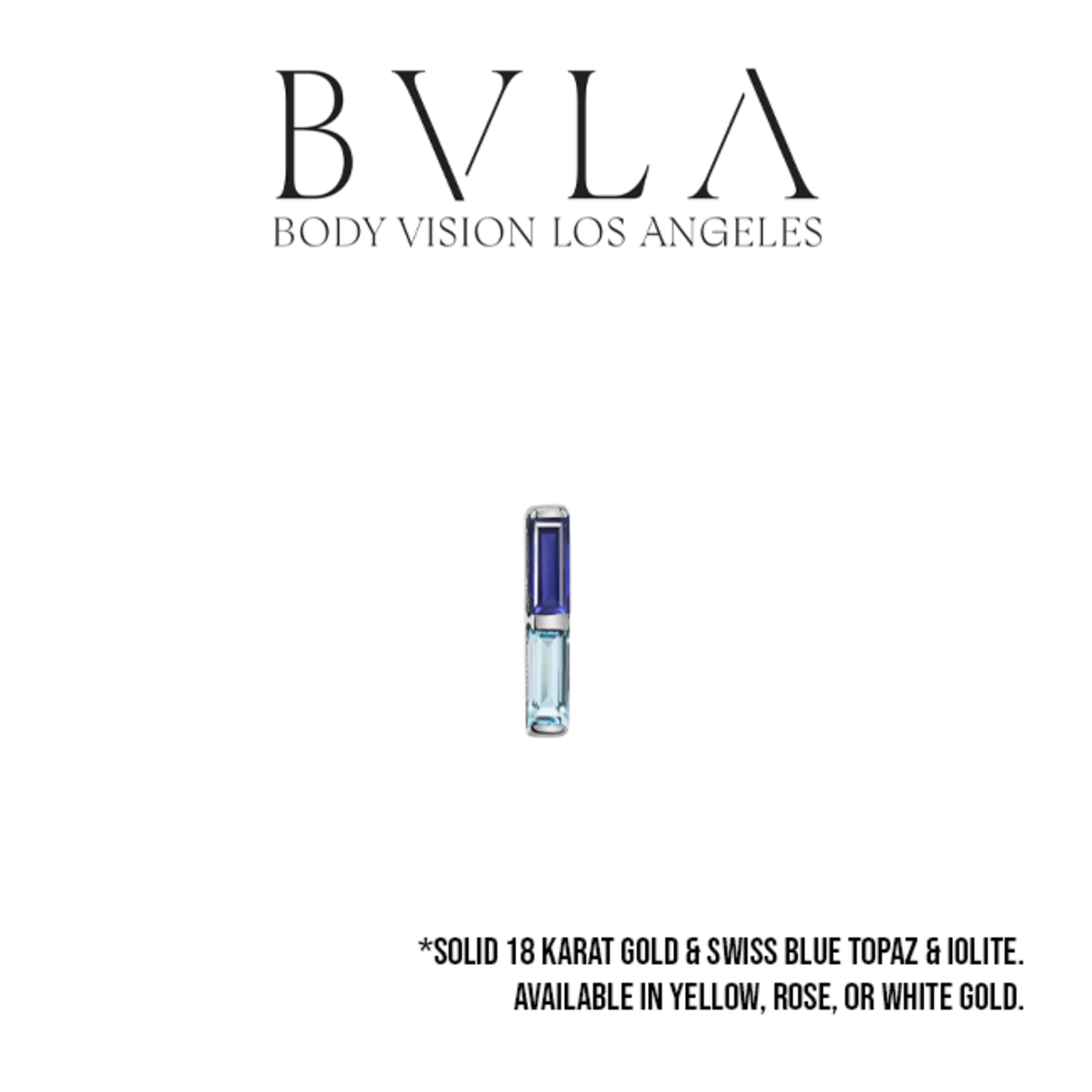 BVLA BVLA 5.0x1.25mm "Rosalia" press-fit end with 2.5x1.0mm Swiss Blue Topaz and 2.5x1.0mm AA Iolite