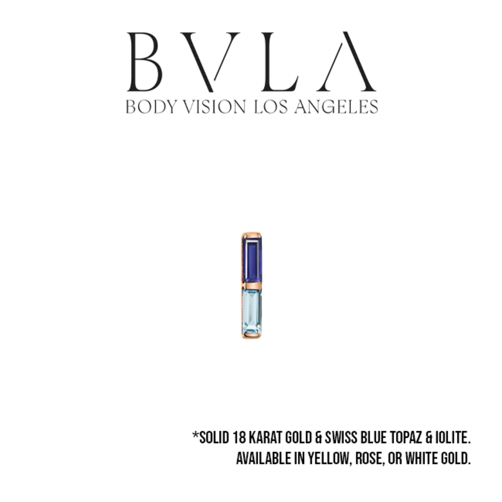 BVLA BVLA 5.0x1.25mm "Rosalia" press-fit end with 2.5x1.0mm Swiss Blue Topaz and 2.5x1.0mm AA Iolite
