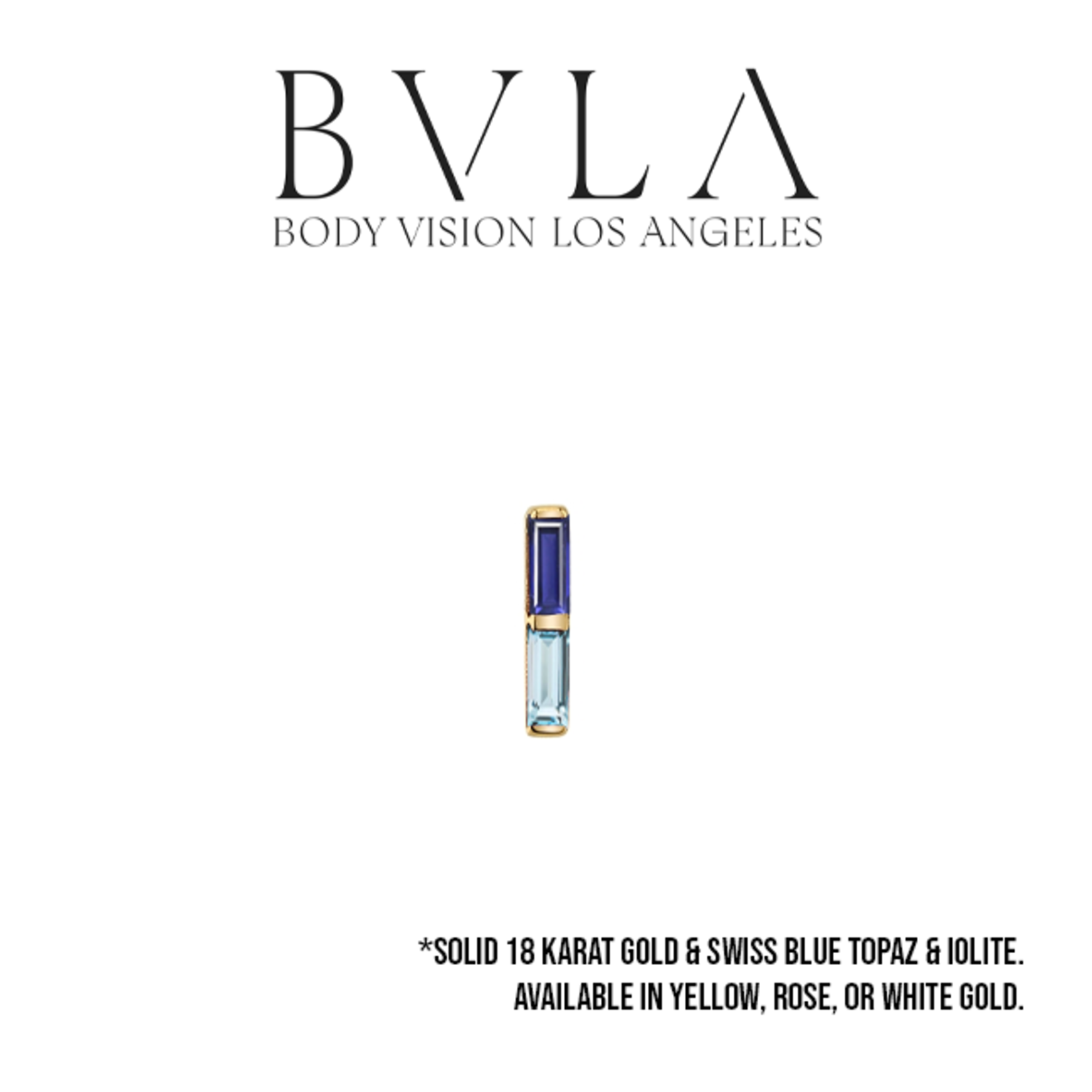 BVLA BVLA 5.0x1.25mm "Rosalia" press-fit end with 2.5x1.0mm Swiss Blue Topaz and 2.5x1.0mm AA Iolite