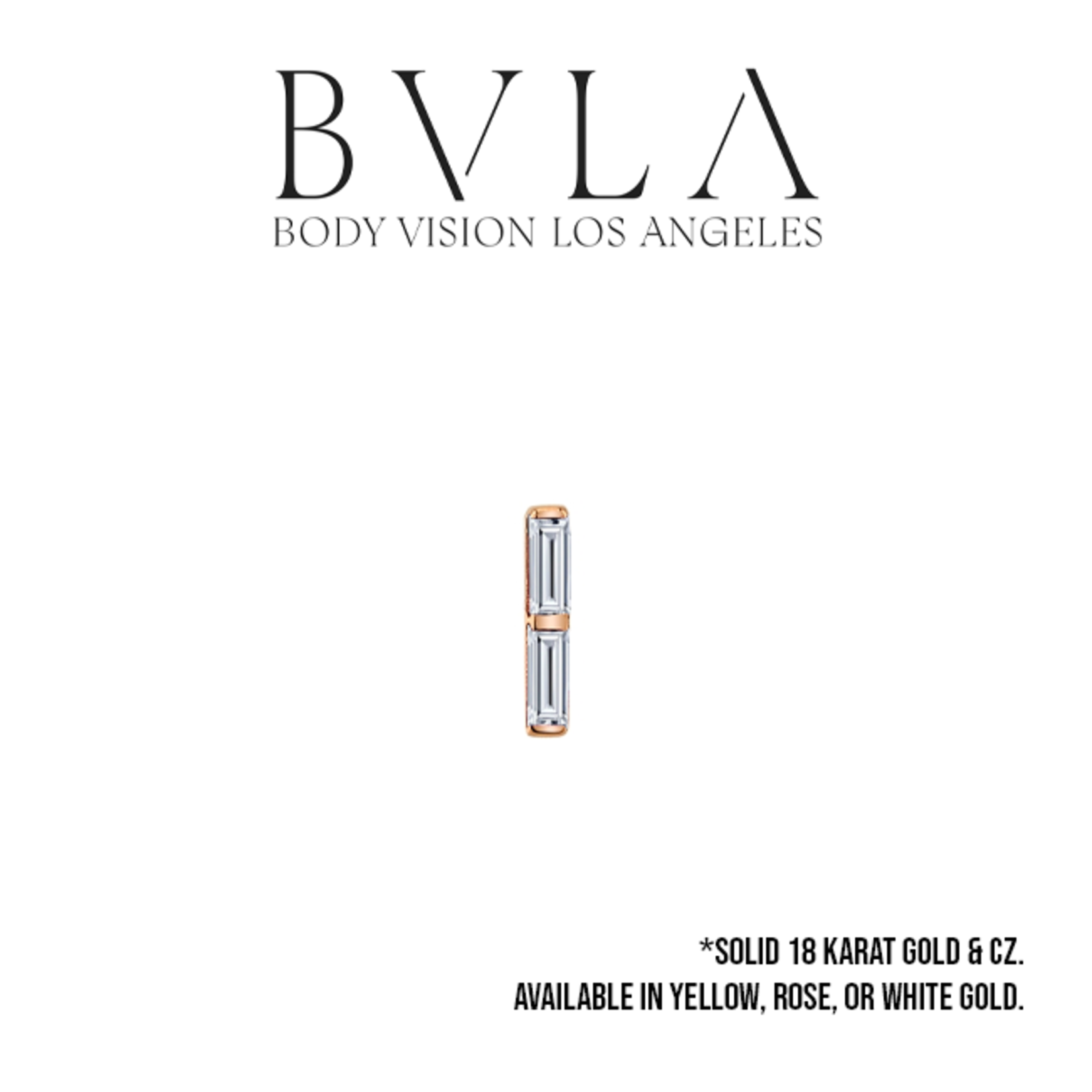 BVLA BVLA 5.0x1.25mm "Rosalia" press-fit end with 2x 2.5x1.0mm CZ baguette.