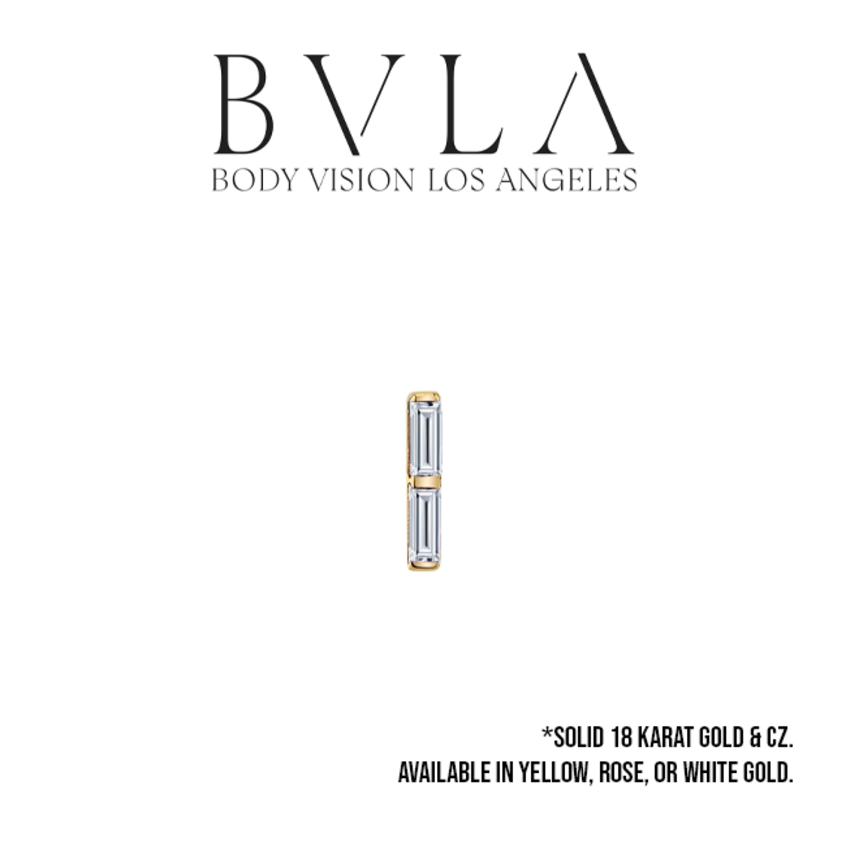 BVLA BVLA 5.0x1.25mm "Rosalia" press-fit end with 2x 2.5x1.0mm CZ baguette.