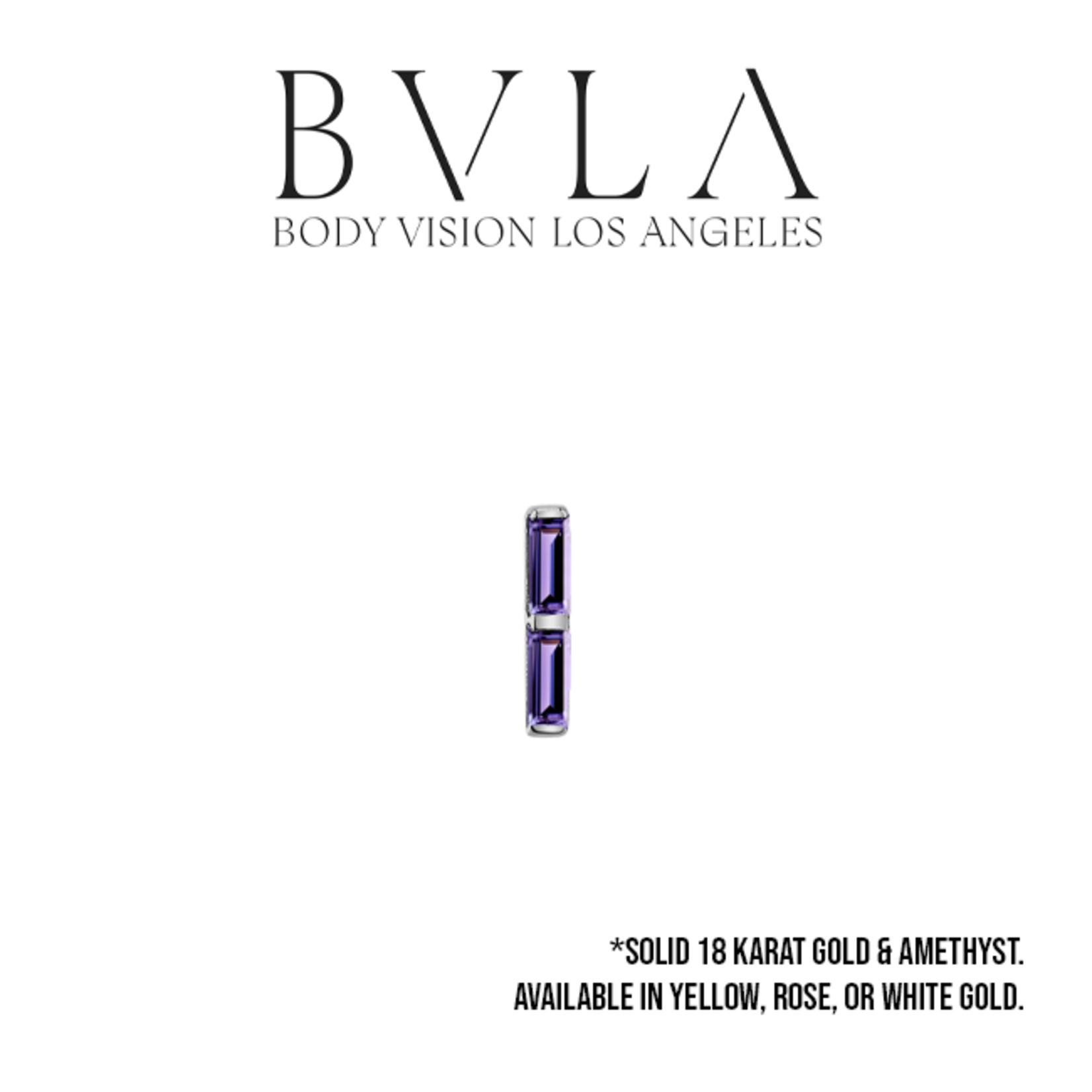 BVLA BVLA 16g "Rosalia" threaded end with 2x 2.5x1.0mm Amethyst baguette