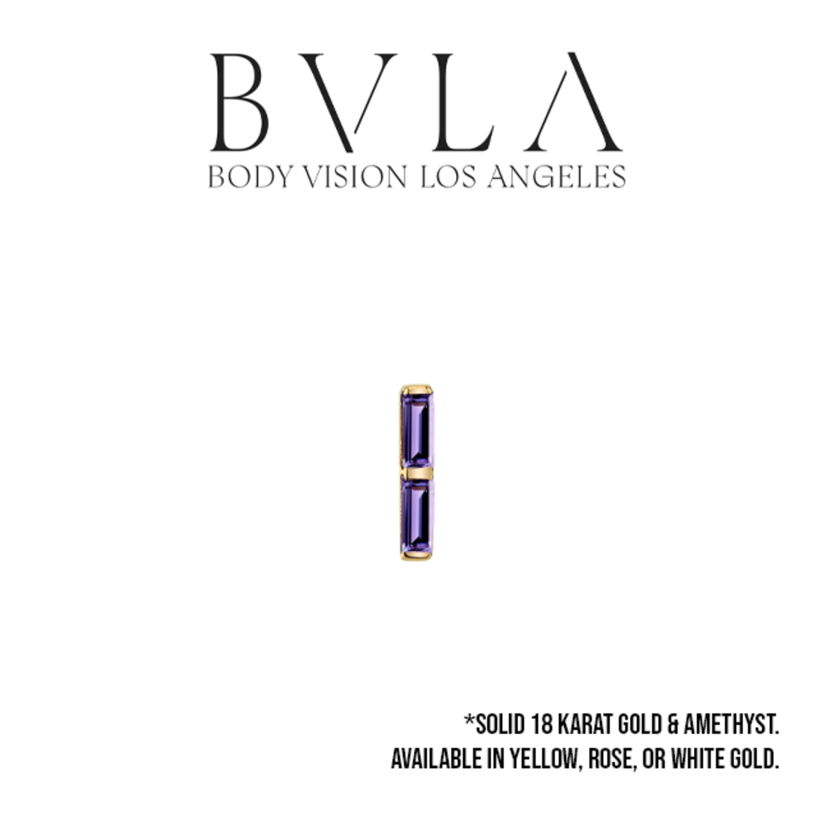 BVLA BVLA 16g "Rosalia" threaded end with 2x 2.5x1.0mm Amethyst baguette