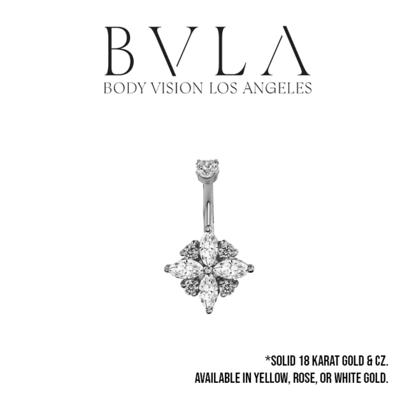 BVLA BVLA 16g "Pleades" j-curve with 4x 1.25 CZ and 3.0 CZ top