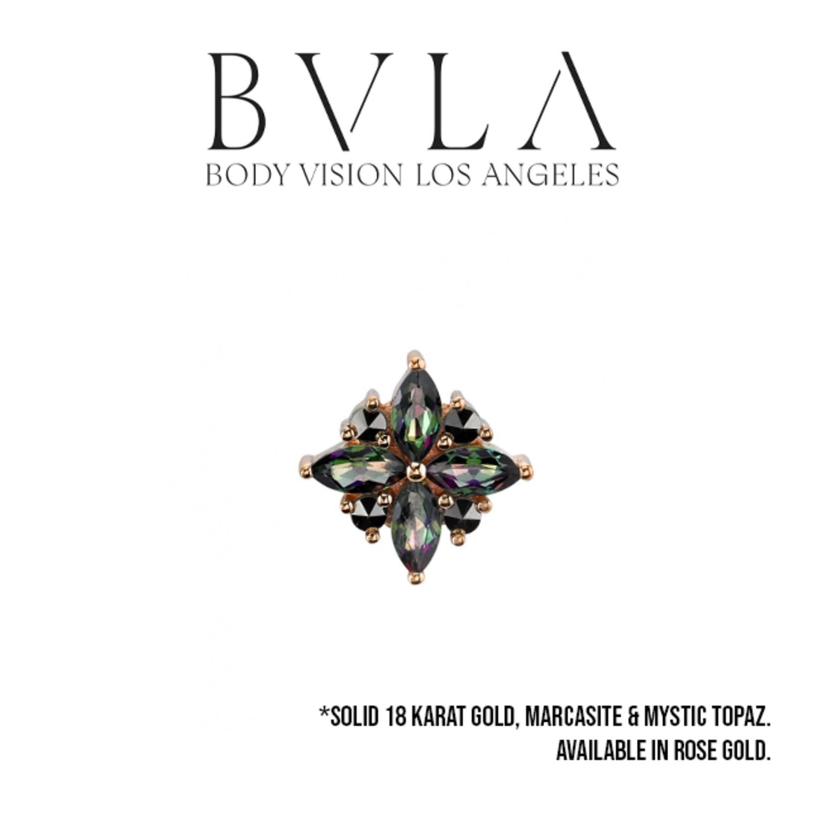 BVLA BVLA "Pleades" threaded end with 4x2 Mystic Topaz marquise and 1.5 Marcasite accents