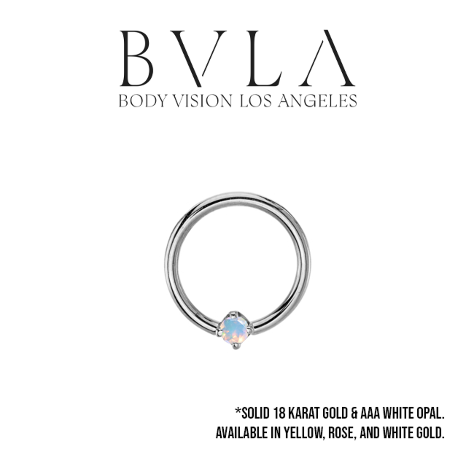 BVLA BVLA 16g fixed ring with 2.0 prong set Synthetic white opal