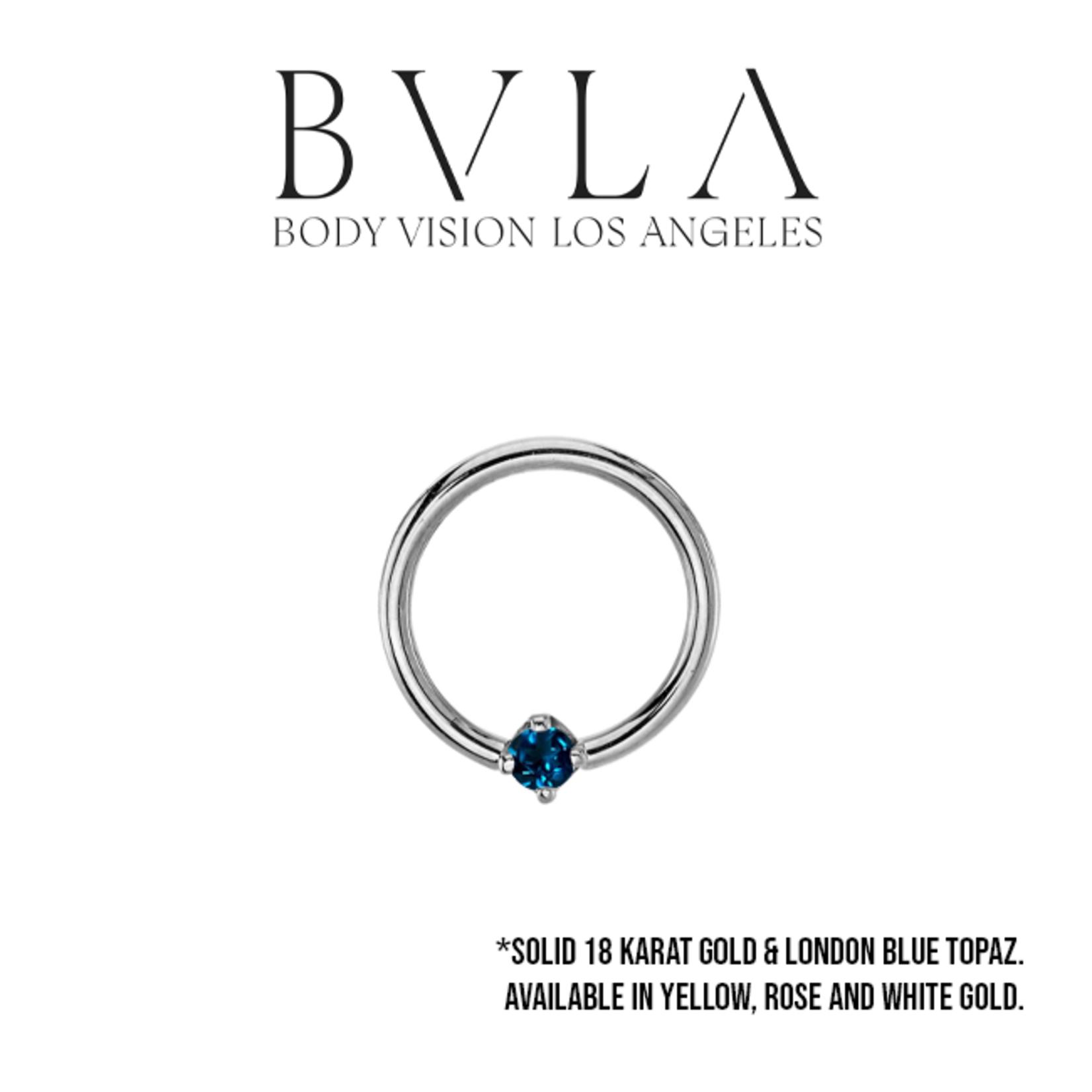 BVLA BVLA 16g fixed ring with 2.0 prong set AA London Blue Topaz