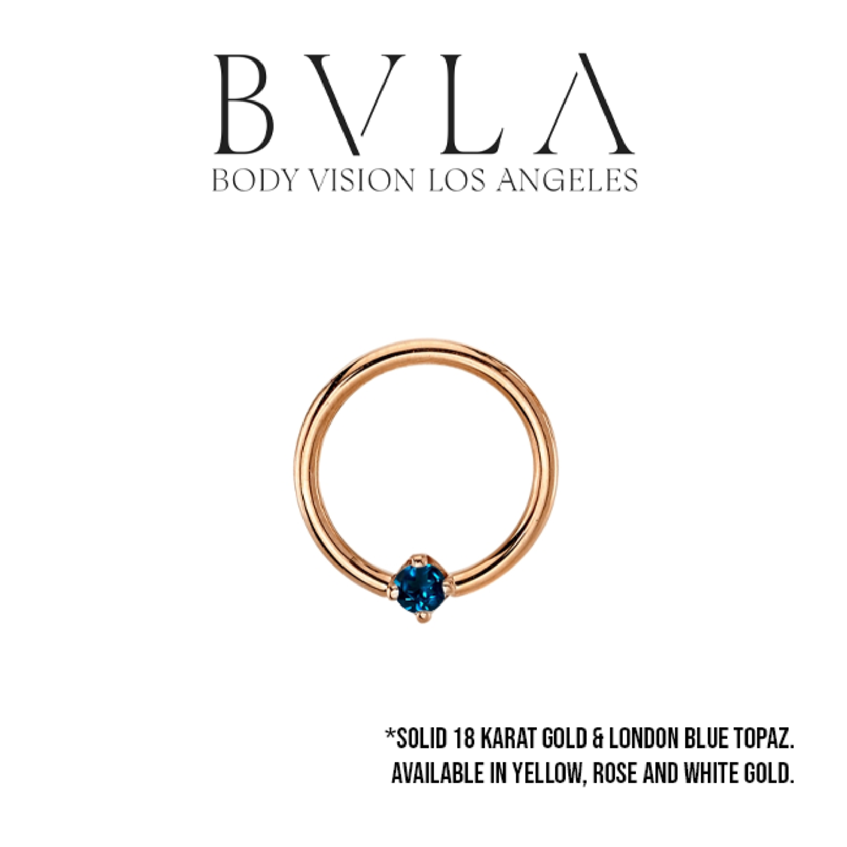 BVLA BVLA 16g fixed ring with 2.0 prong set AA London Blue Topaz