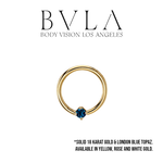 BVLA BVLA 16g Fixed Prong Ring with AA London Blue Topaz