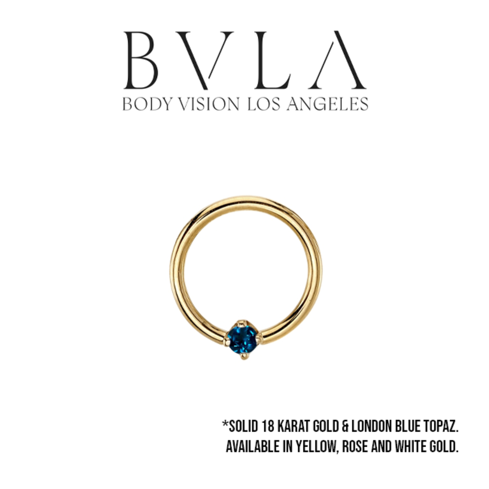 BVLA BVLA 16g fixed ring with 2.0 prong set AA London Blue Topaz