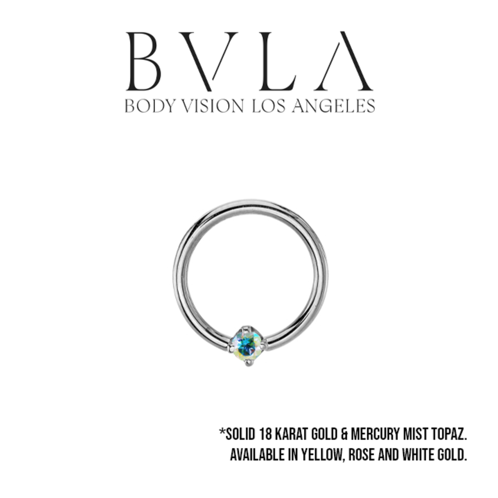 BVLA BVLA 16g fixed ring with 2.0 prong set mercury mist topaz