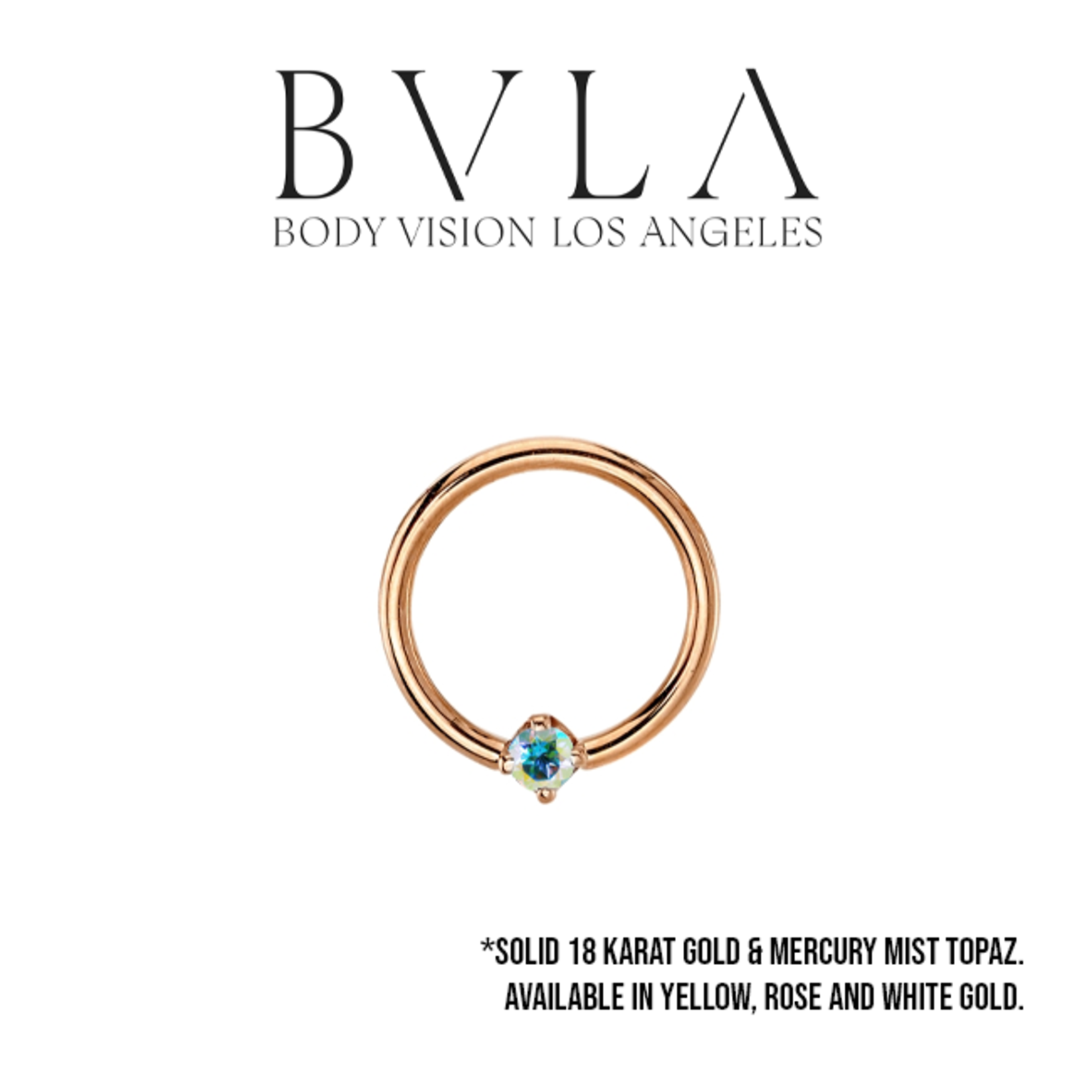 BVLA BVLA 16g fixed ring with 2.0 prong set mercury mist topaz