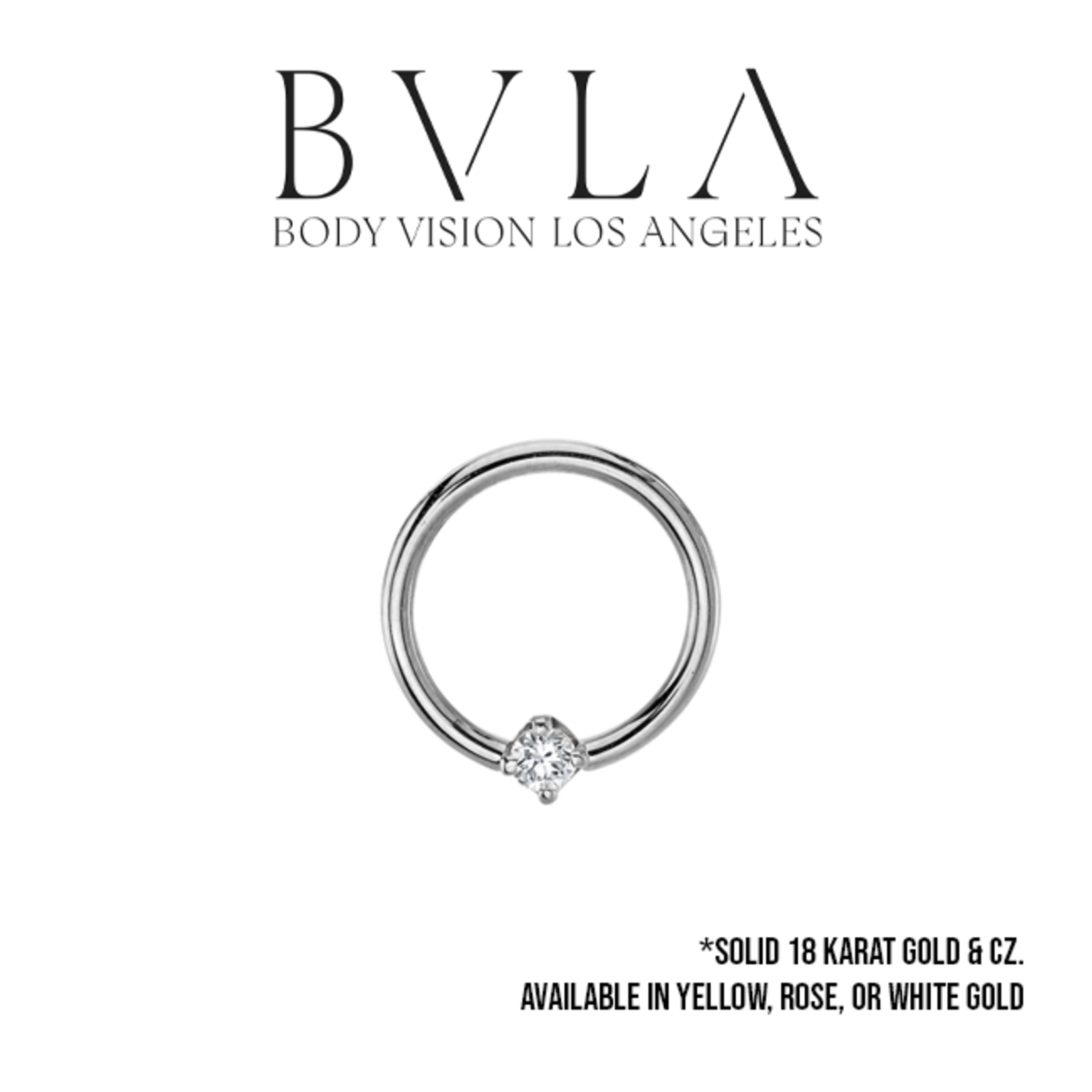 BVLA BVLA 18g fixed ring with prong set 2.0 CZ.