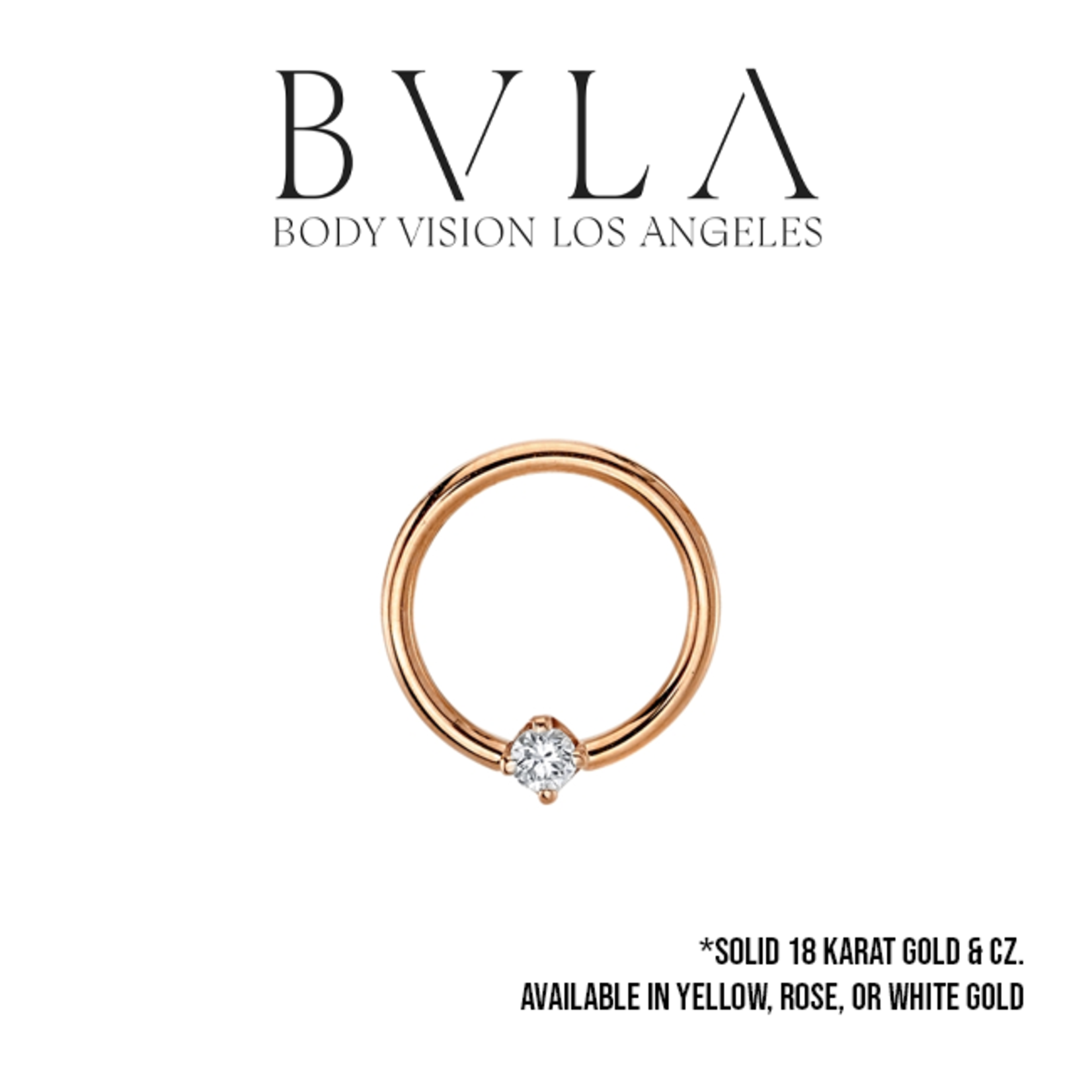 BVLA BVLA 18g fixed ring with prong set 2.0 CZ.
