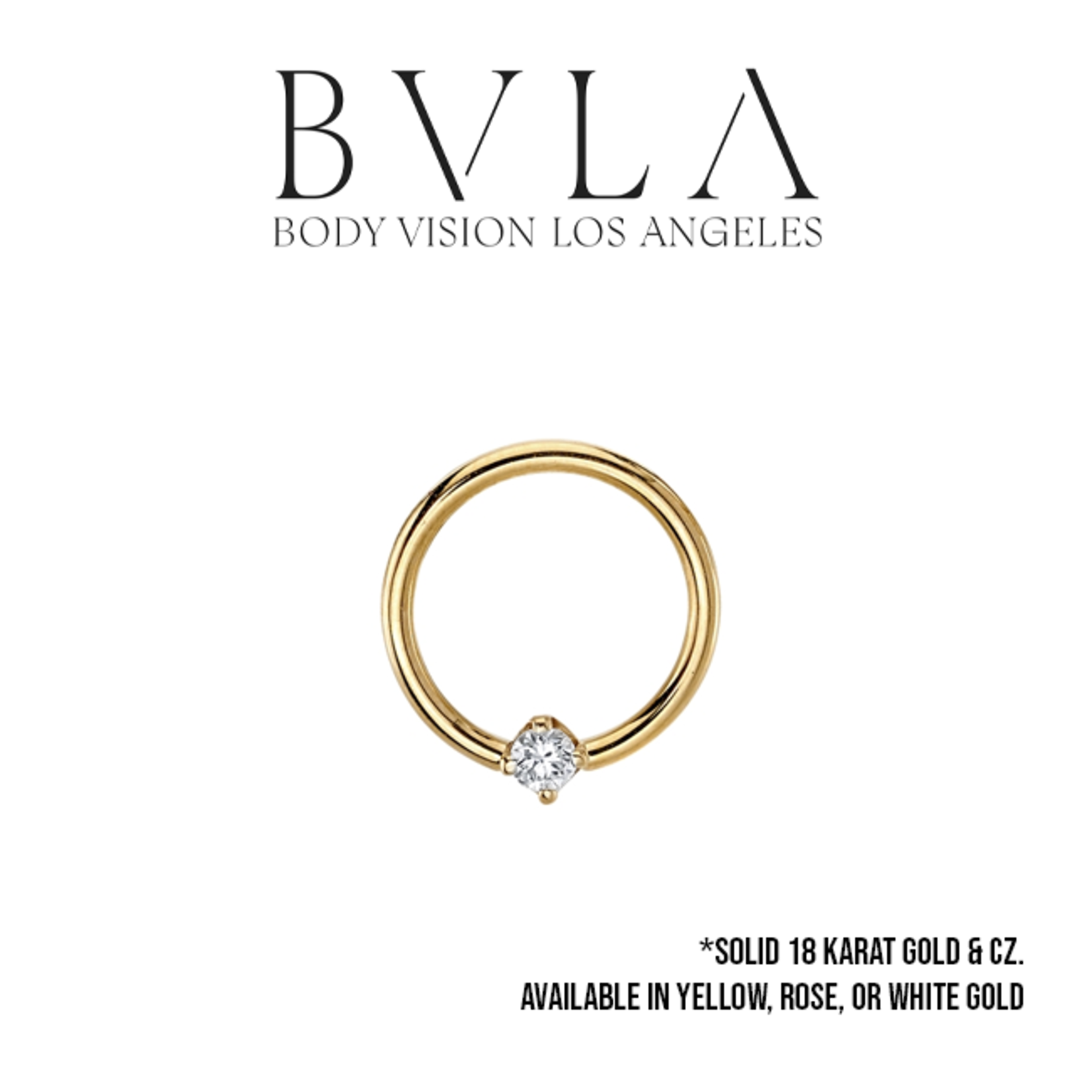 BVLA BVLA 18g fixed ring with prong set 2.0 CZ.