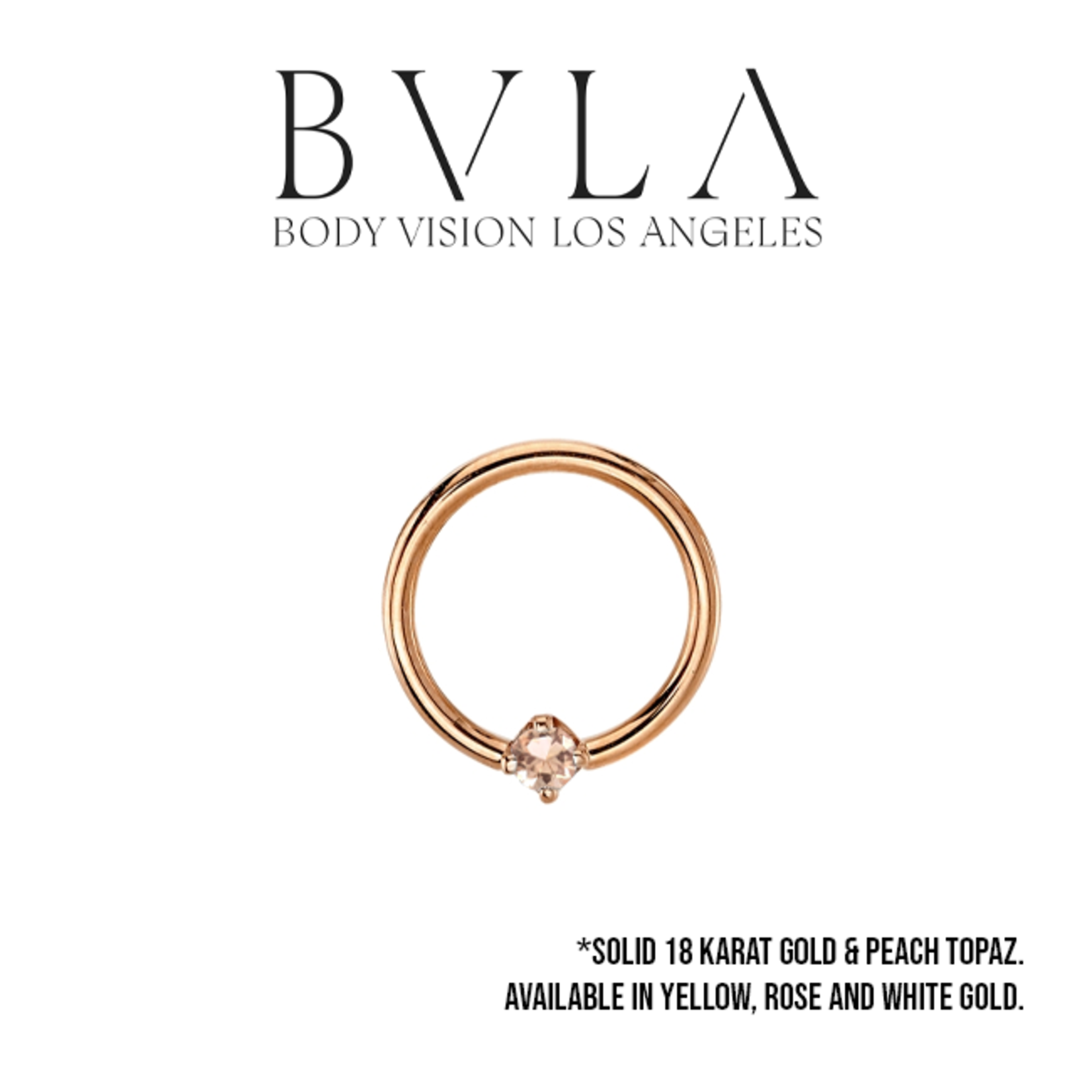 BVLA BVLA 16g fixed ring with 2.0 prong set AA peach topaz