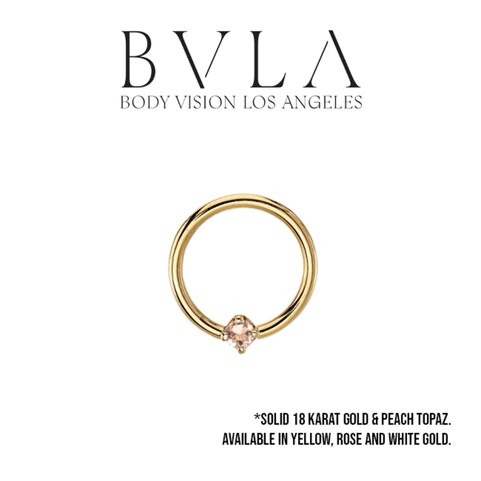 BVLA BVLA 16g fixed ring with 2.0 prong set AA peach topaz