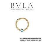 BVLA BVLA 16g Fixed Prong Ring with Rainbow Moonstone