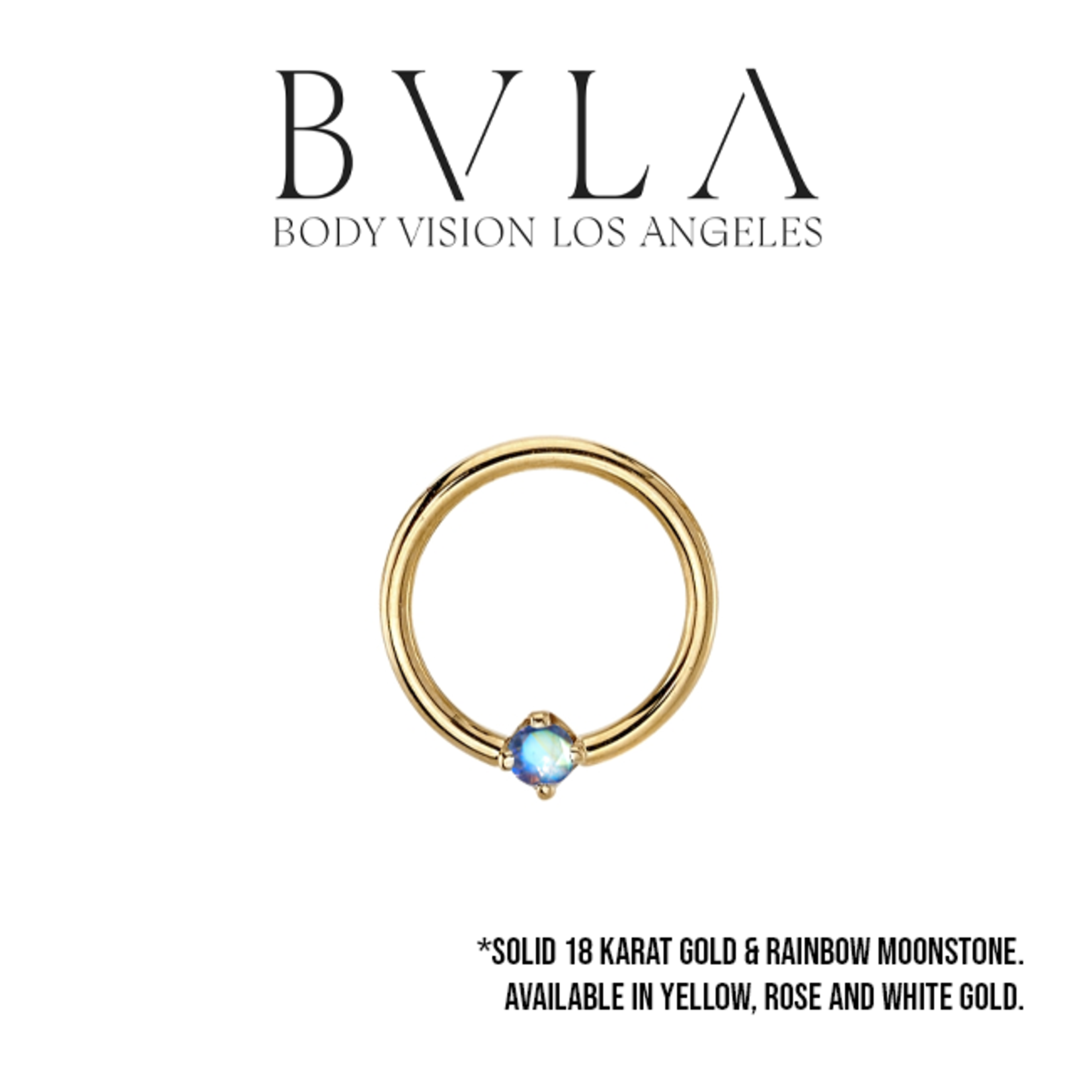 BVLA BVLA 16g fixed ring with 2.0 prong set rainbow moonstone