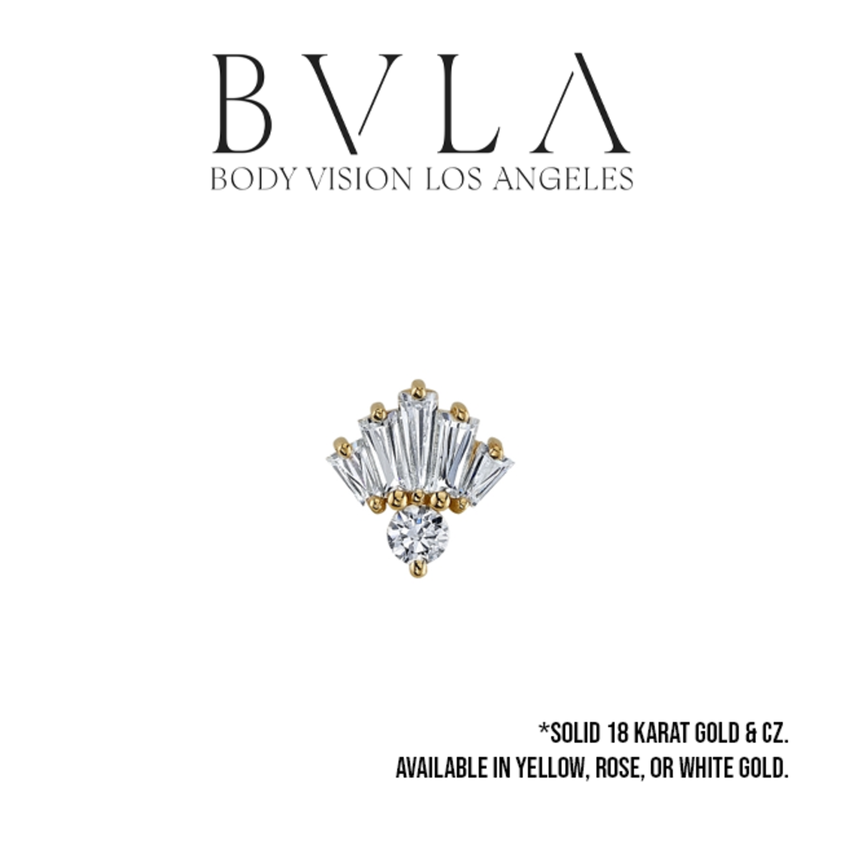 BVLA BVLA "Love Drunk" threaded end with 2x 3x2x1 CZ, 2x 4x2x1.5 CZ, 1x 5x2x1 CZ and 3.0 CZ