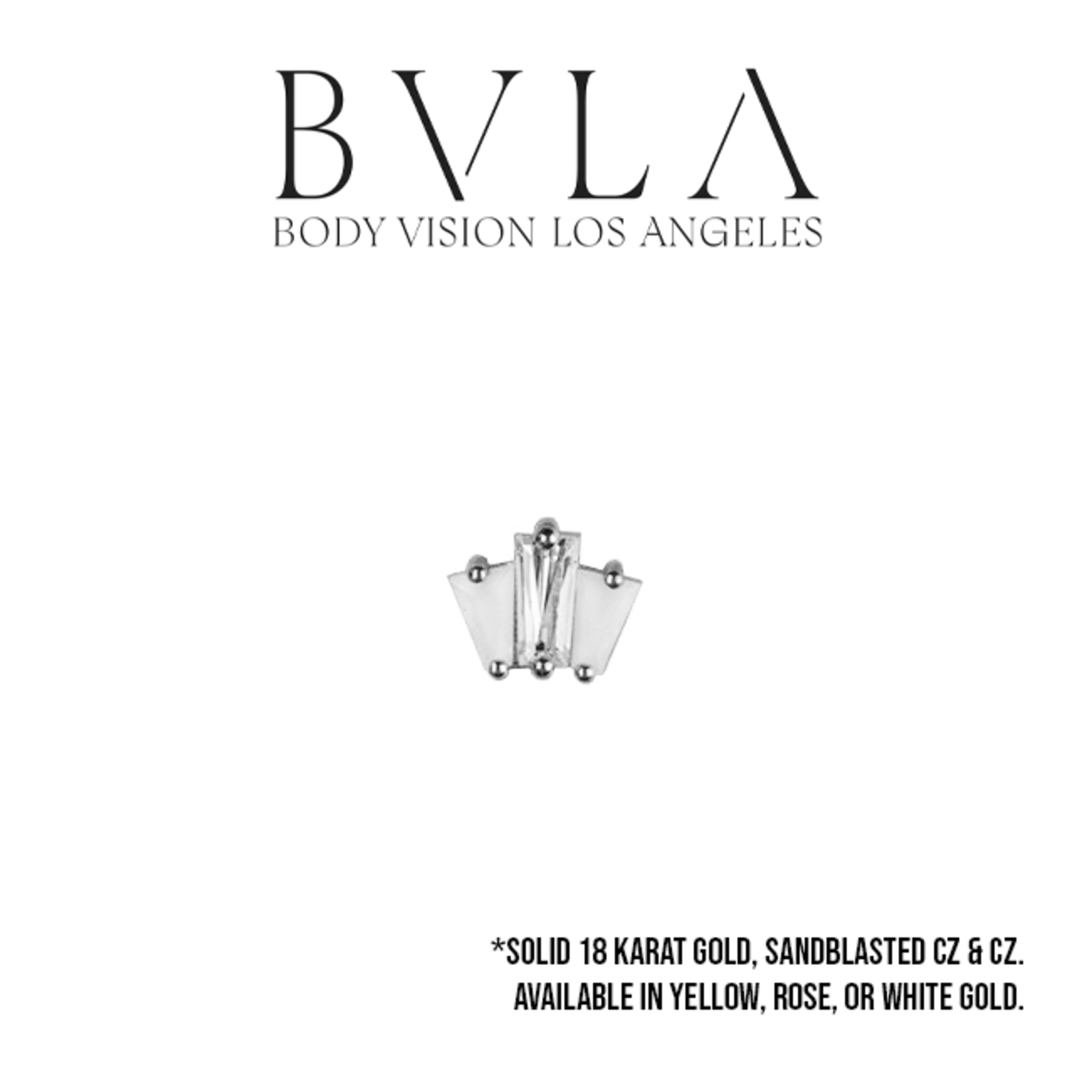BVLA BVLA 16g "Oceane 3" threaded end with with 2x 3x2x1 sandblasted CZ baguette and 4x2x1 CZ Baguette