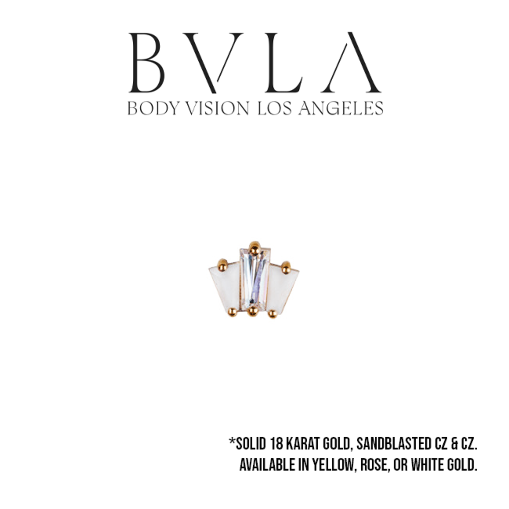 BVLA BVLA 16g "Oceane 3" threaded end with with 2x 3x2x1 sandblasted CZ baguette and 4x2x1 CZ Baguette