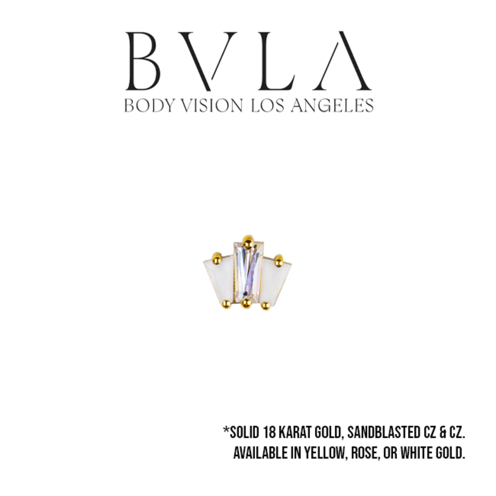 BVLA BVLA 16g "Oceane 3" threaded end with with 2x 3x2x1 sandblasted CZ baguette and 4x2x1 CZ Baguette