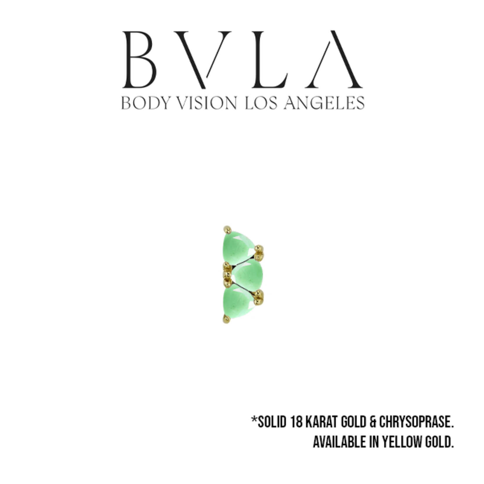 BVLA BVLA 8x3 "Irisa 3" threaded end with 3x 3.0 Chrysoprase trillion