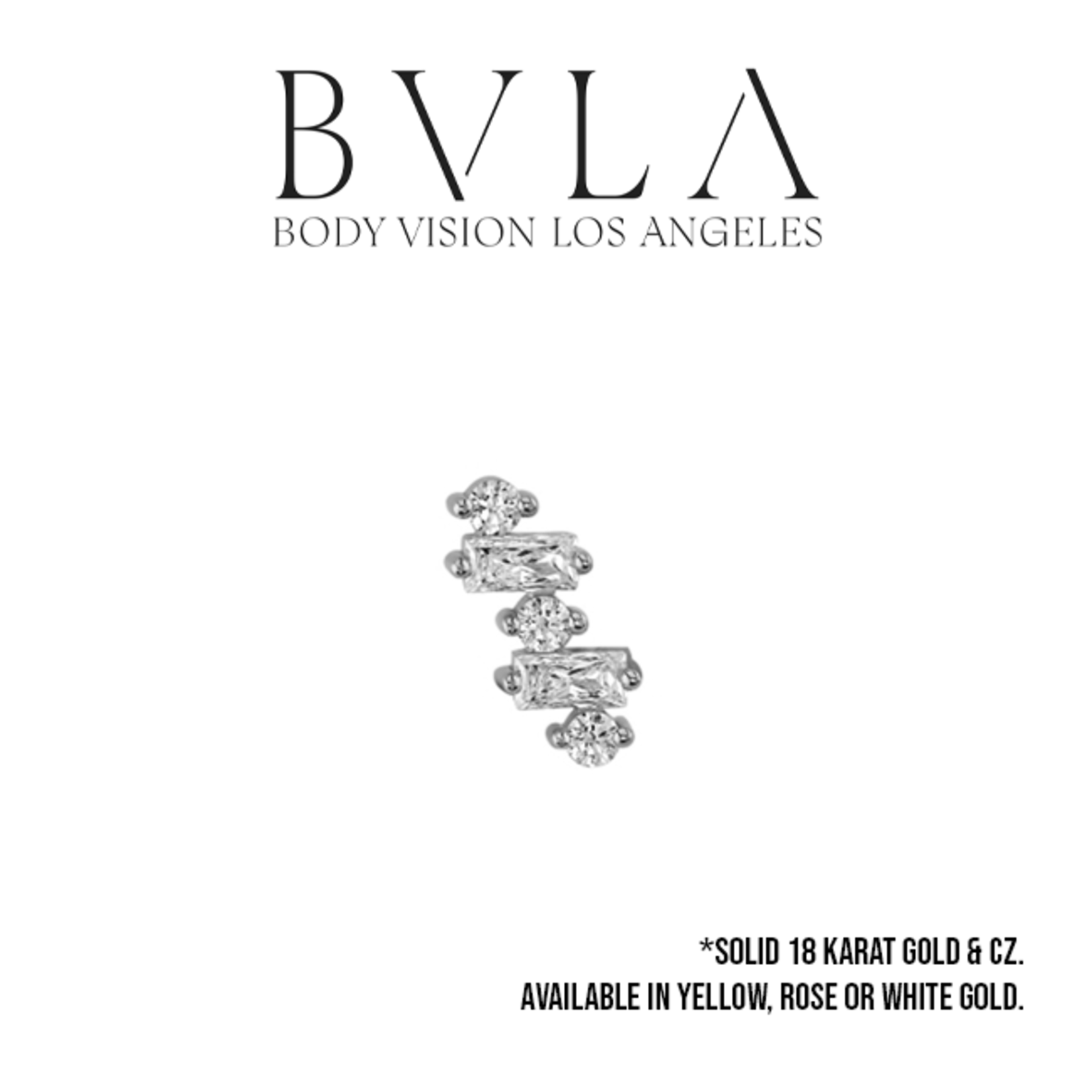 BVLA BVLA 8x4 "Divina" threaded end with 2x 3x1.5 CZ baguette and 3x 1.5 baguette