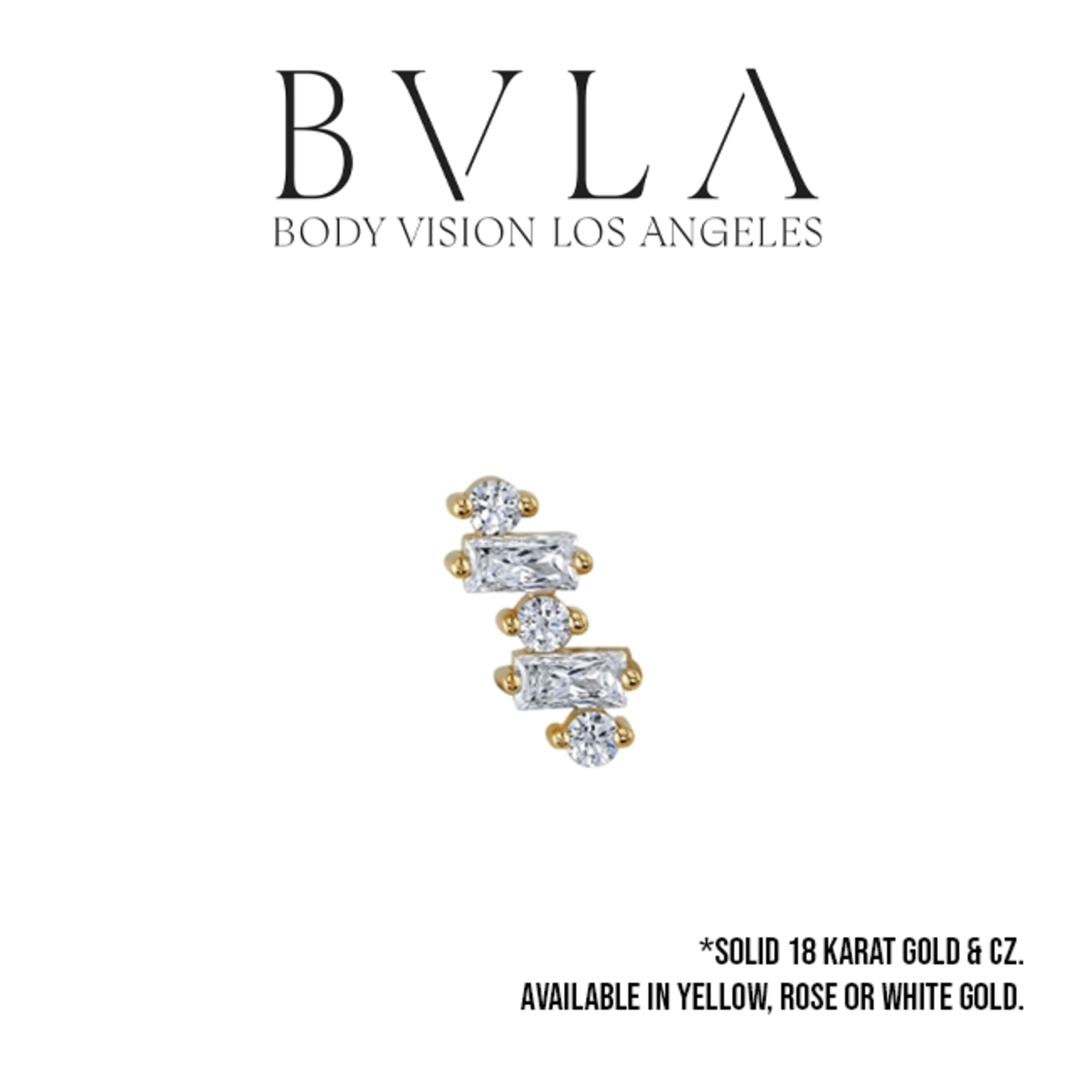 BVLA BVLA 8x4 "Divina" threaded end with 2x 3x1.5 CZ baguette and 3x 1.5 baguette