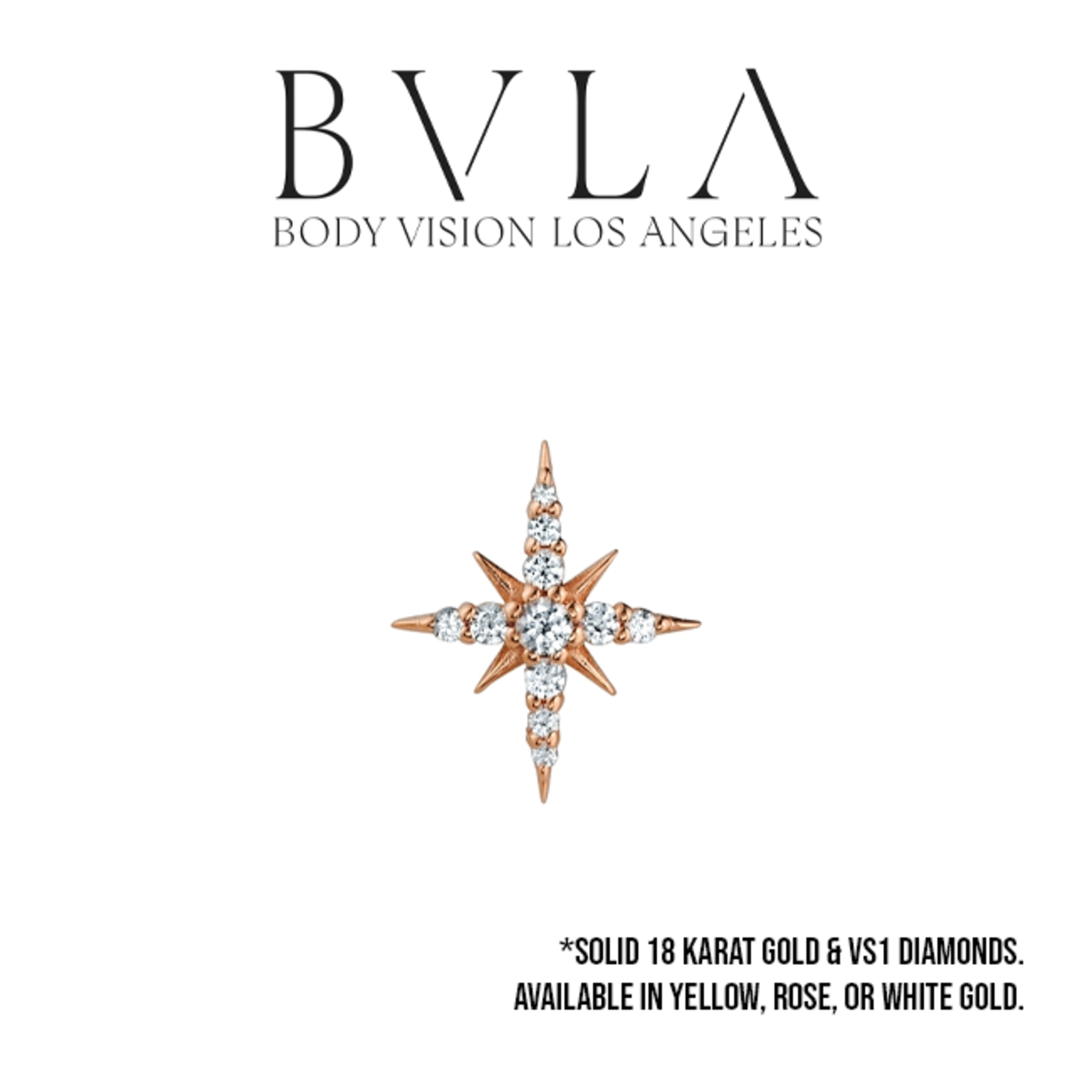 BVLA BVLA 16g 11.0x8.0mm "Lady Katya" threaded end with 2x 0.8mm VS1 diamond, 4x 1.0mm VS1 diamond, 4x 1.25mm VS1 diamond, and 4x 1.75mm VS1 diamond