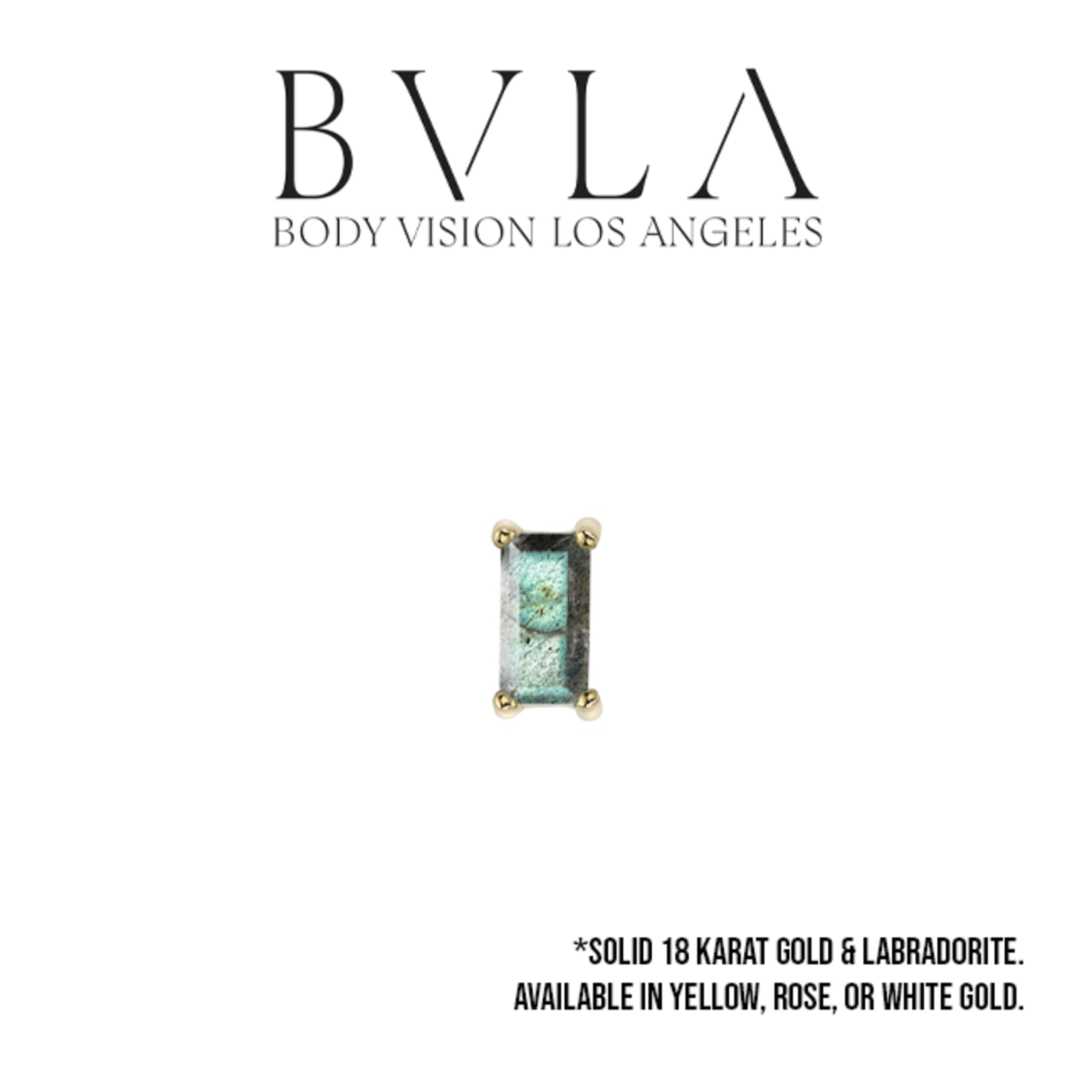BVLA BVLA prong baguette press fit end with 4x2 Labradorite