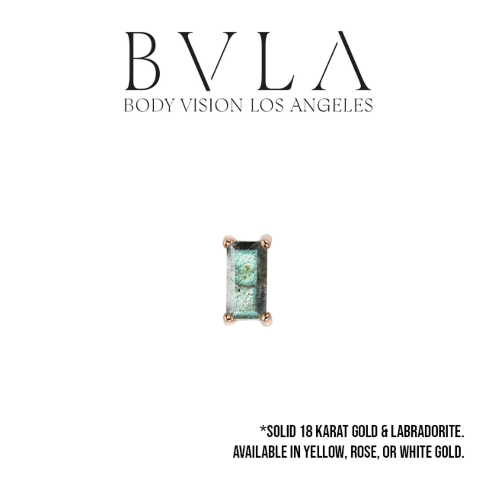 BVLA BVLA prong baguette press fit end with 4x2 Labradorite