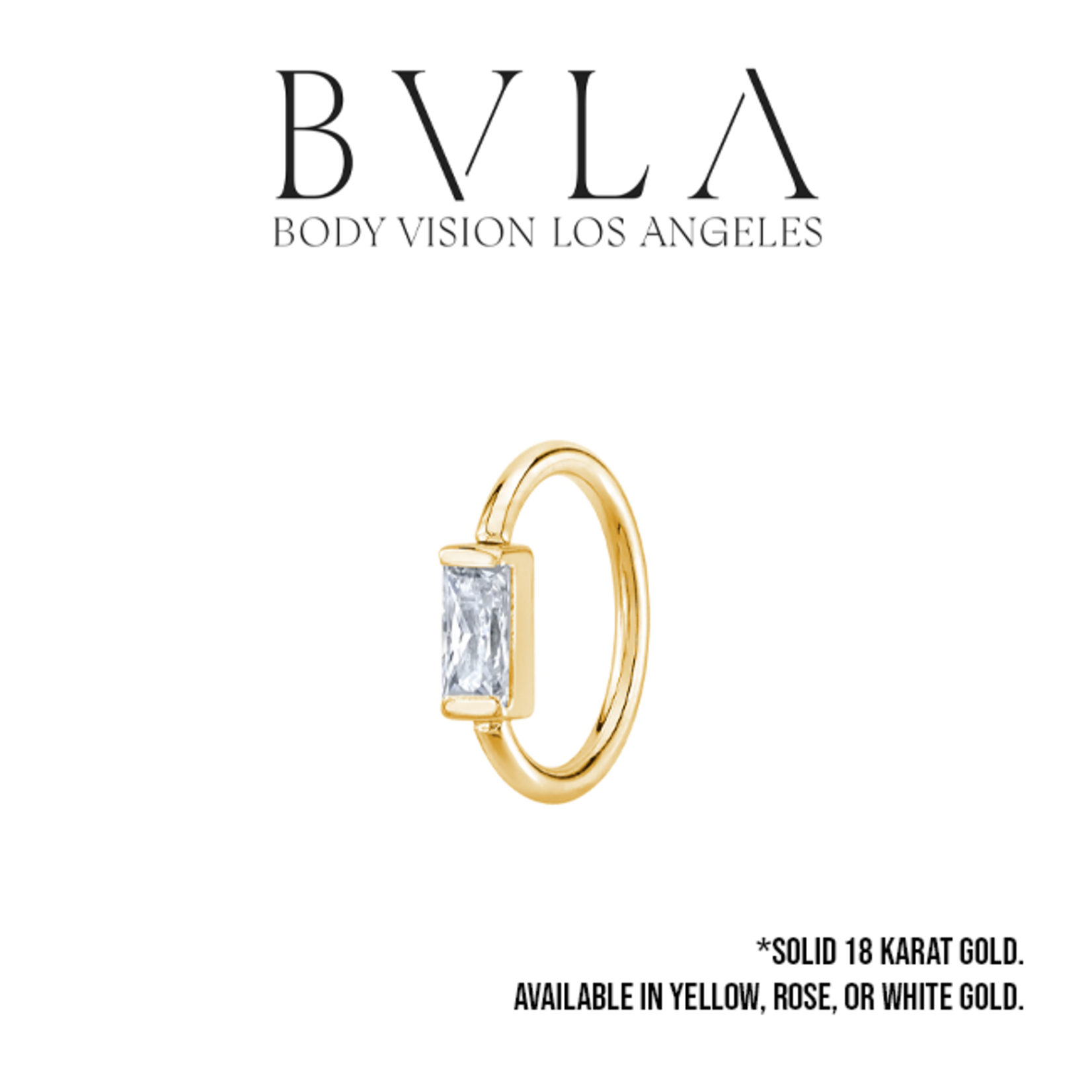 BVLA BVLA 18g "Fixed Baguette Ring" with CZ. Navel Orientation