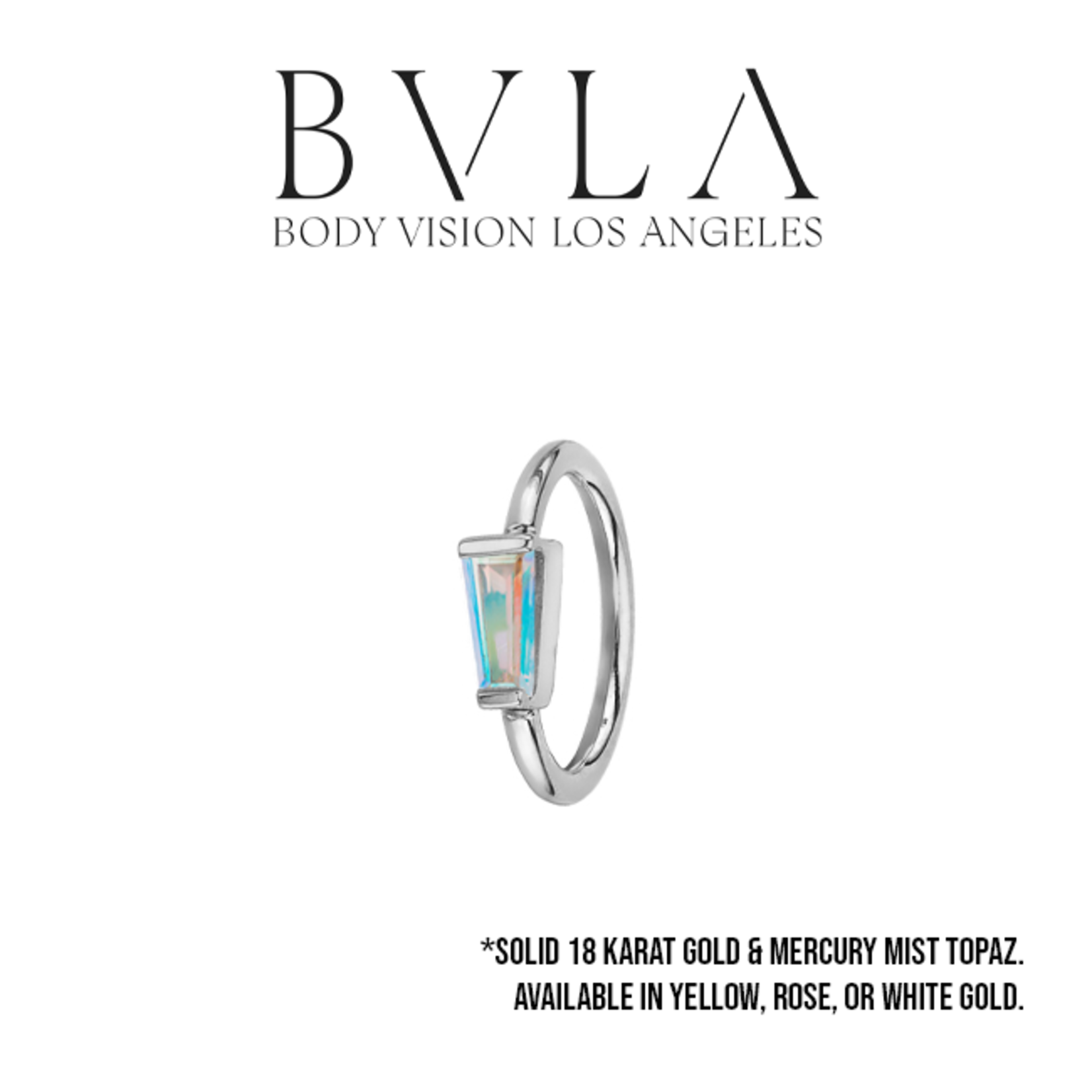 BVLA BVLA Tapered Baguette fixed ring with 4x2x1 Mercury mist topaz
