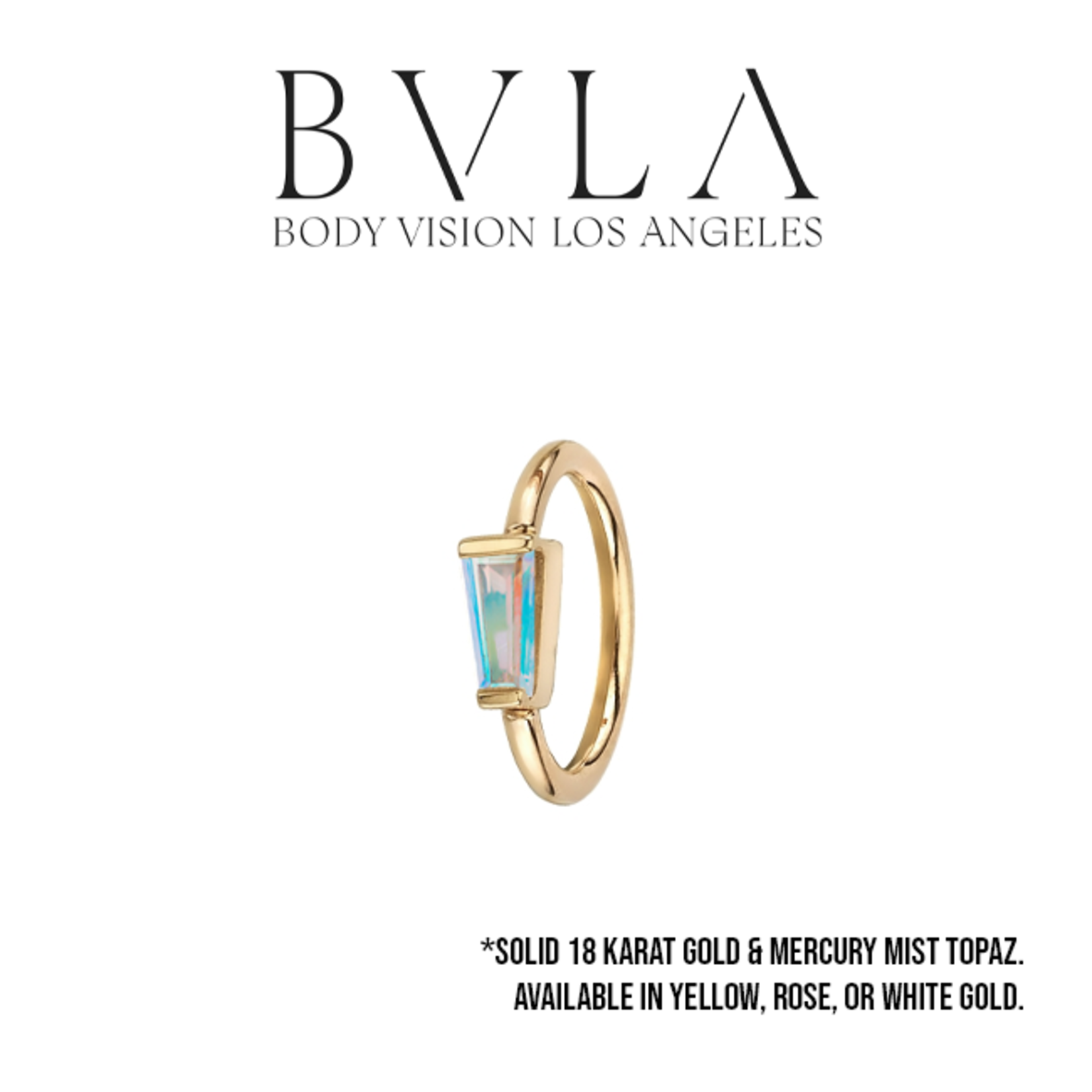 BVLA BVLA Tapered Baguette fixed ring with 4x2x1 Mercury mist topaz