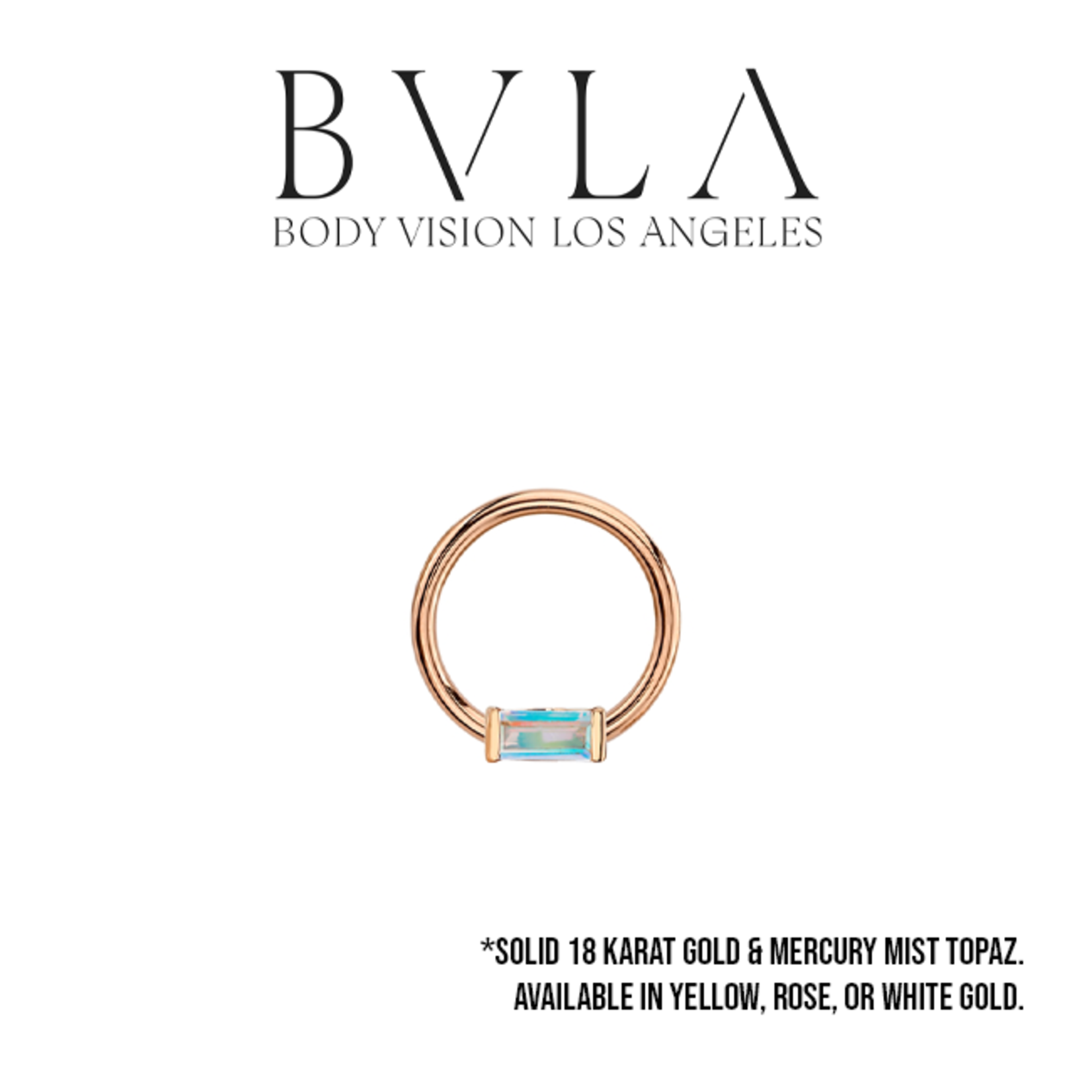 BVLA BVLA 16g "Fixed Baguette Ring" with Mercury Mist Topaz
