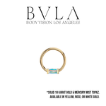 BVLA BVLA 16g "Fixed Baguette Ring" with Mercury Mist Topaz