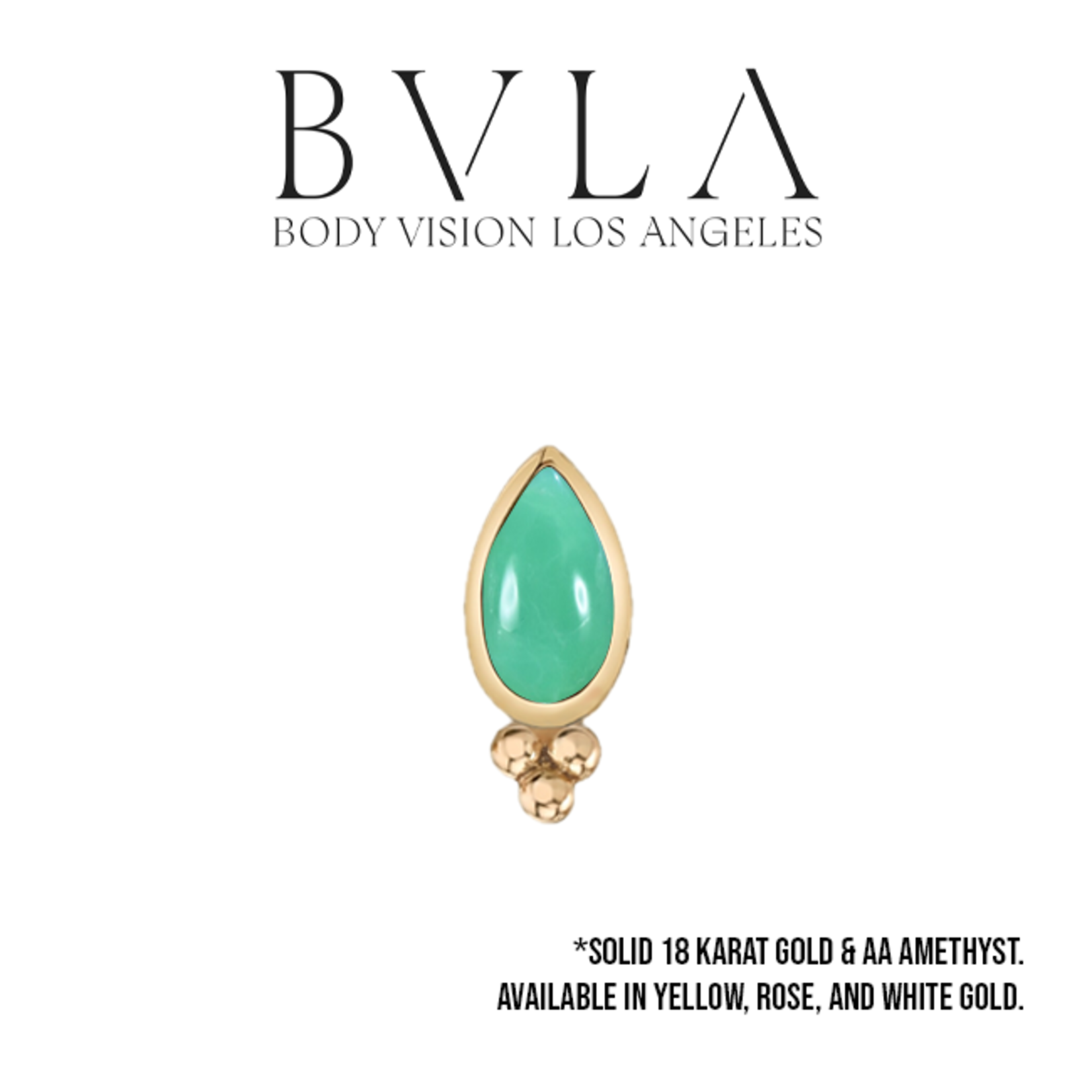 BVLA BVLA white gold "Beaded pear bezel" threaded end with chrysoprase