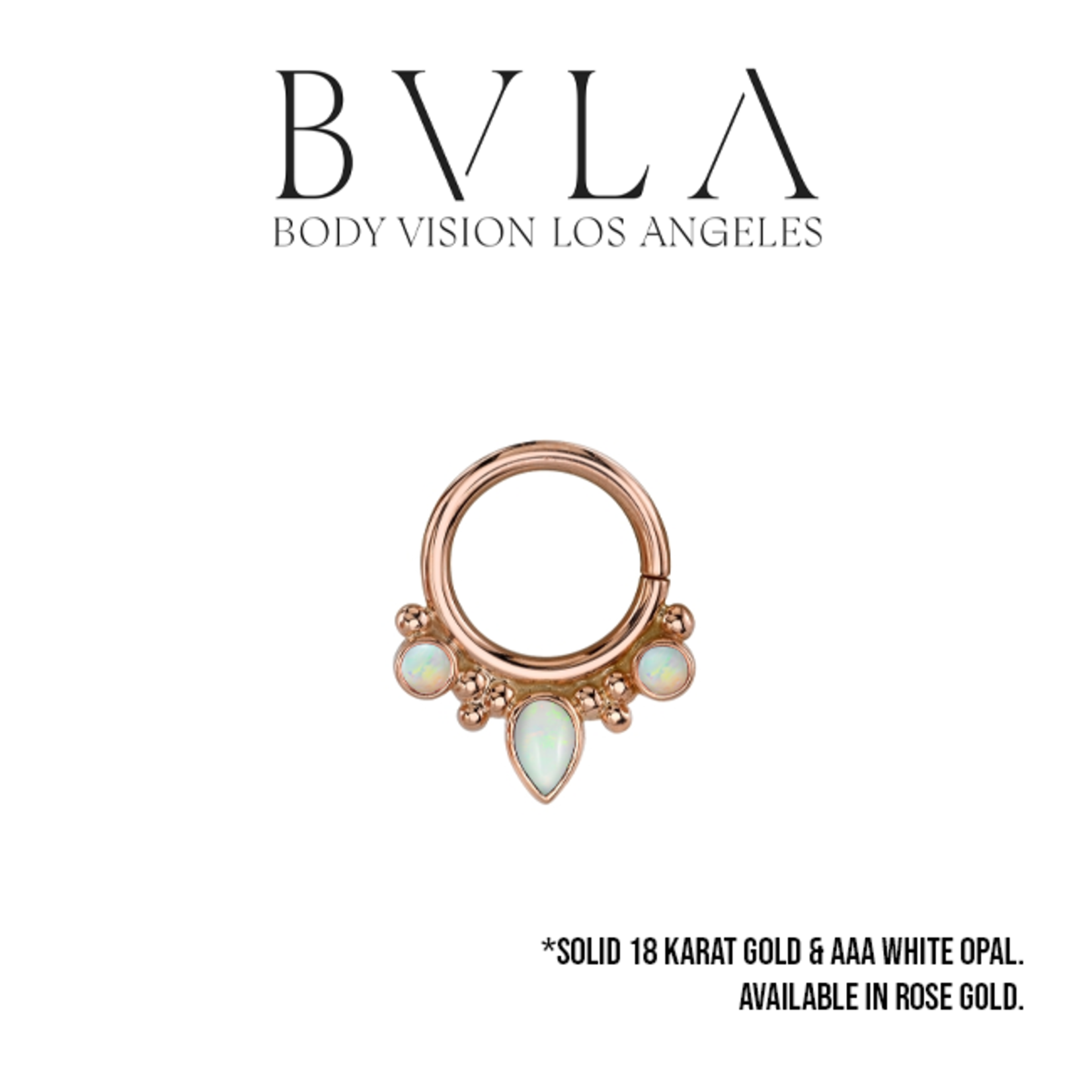 BVLA BVLA 16g "Eden Pear" seam ring with 2x 2.0 AAA white opal and 4x2.5 AAA white opal pear