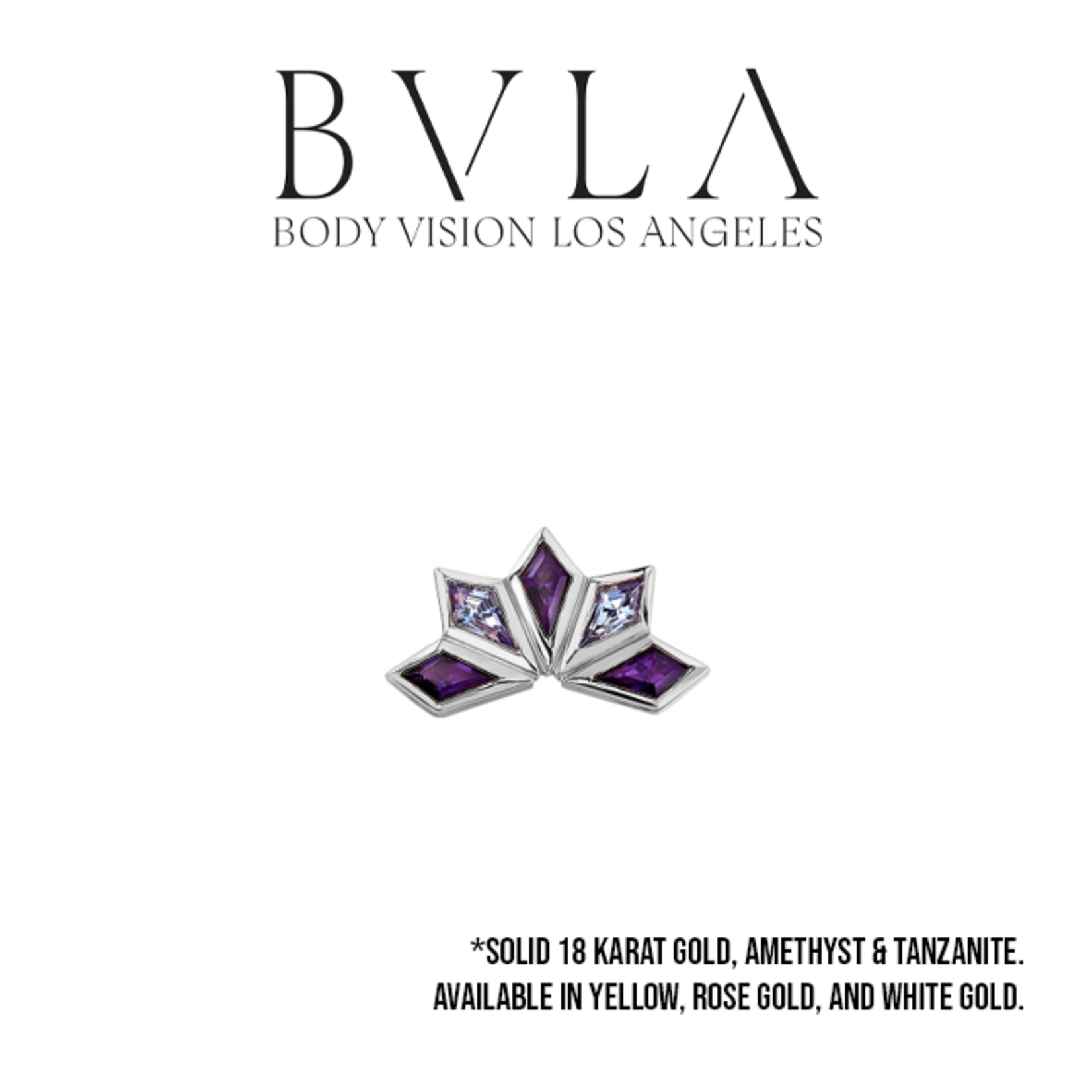 BVLA BVLA "Jezebel" threaded end with 3x 4x2 Amethyst kite & 2x 4x2 AA Tanzanite kite