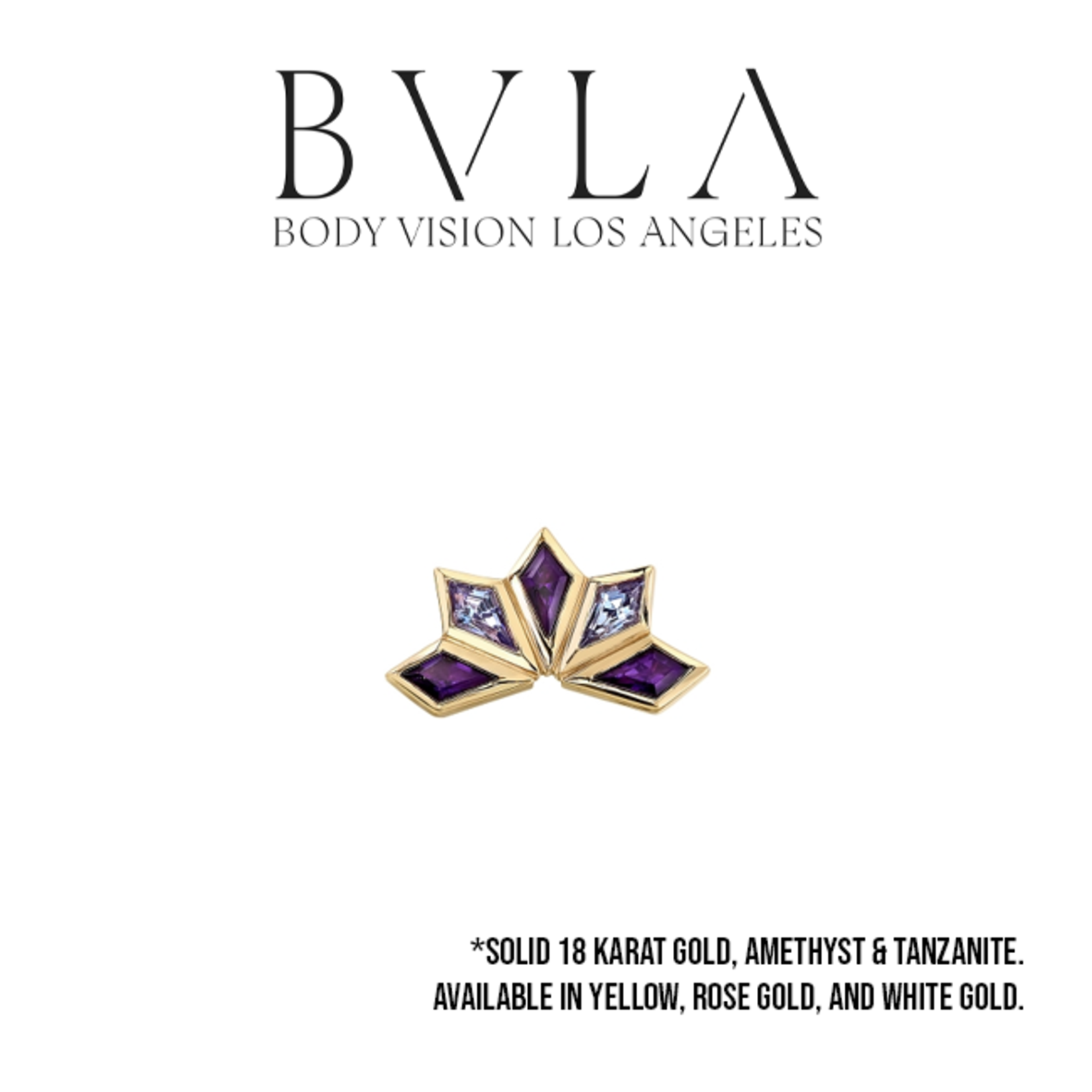 BVLA BVLA "Jezebel" threaded end with 3x 4x2 Amethyst kite & 2x 4x2 AA Tanzanite kite